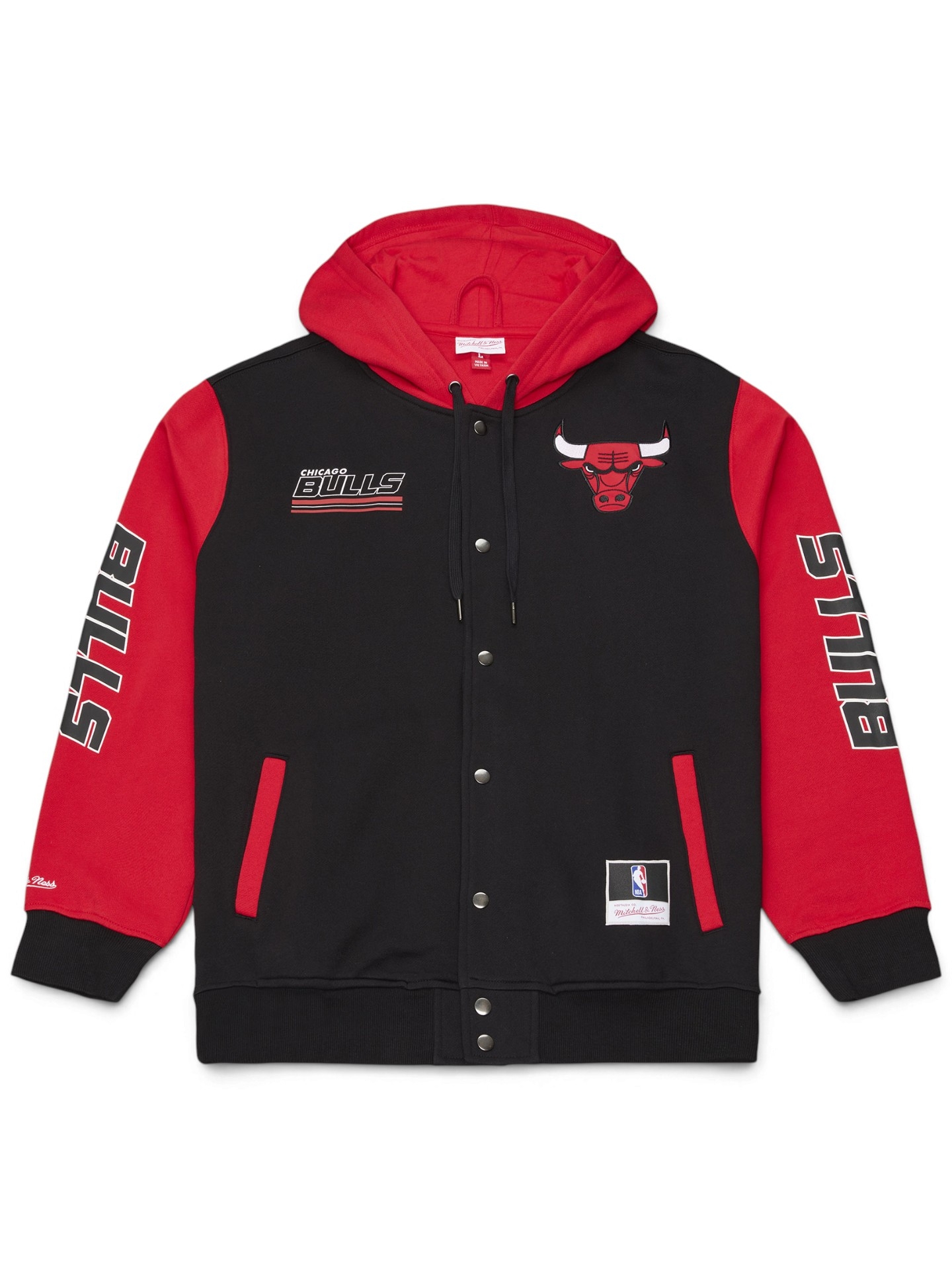 Chicago Bulls Triple Check Fleece Full-Snap NBA Jacket Black/Red