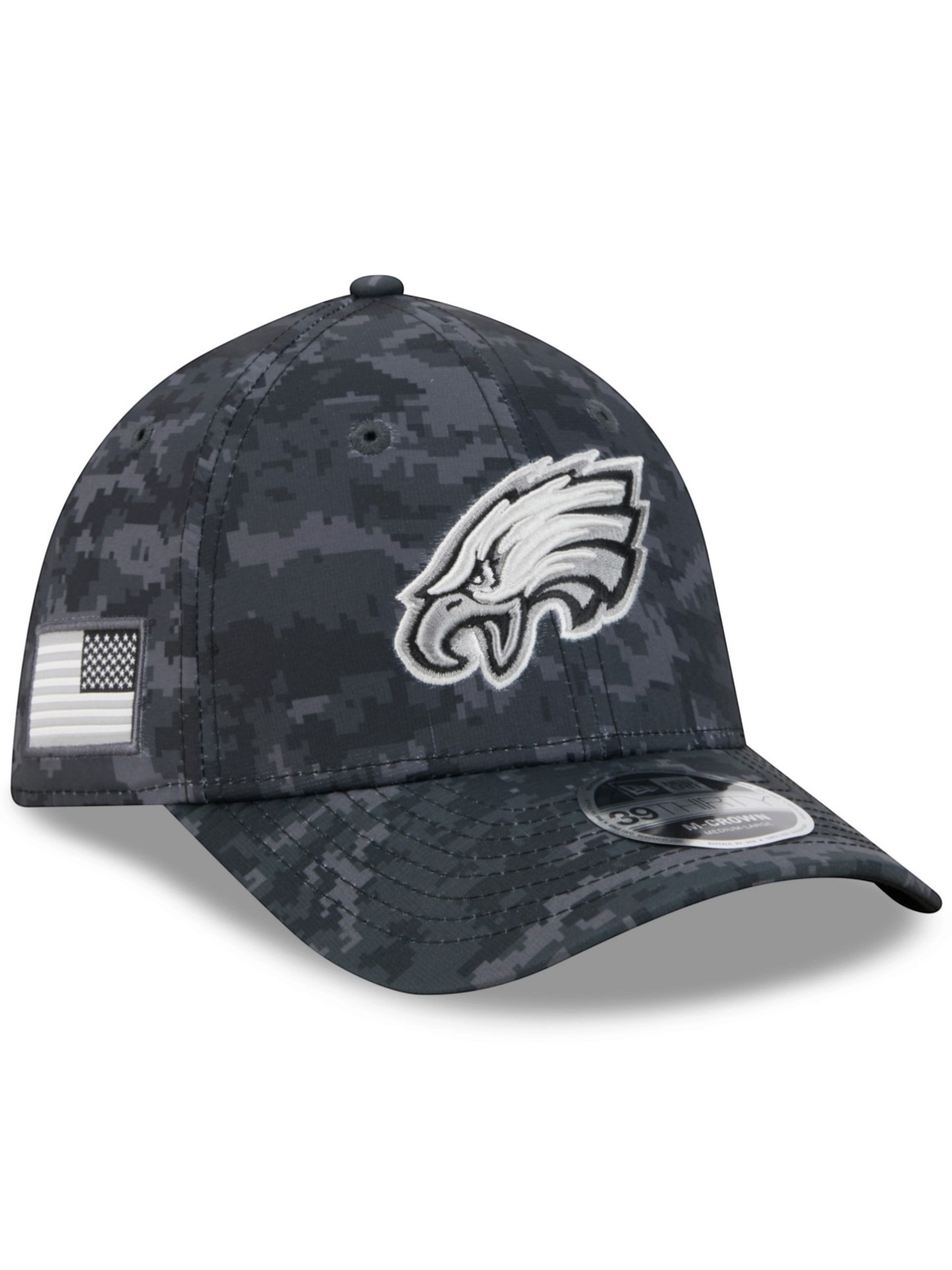 Philadelphia Eagles 2026 NFL Salute to Service 39THIRTY M-Crown Flex Cap Schwarz