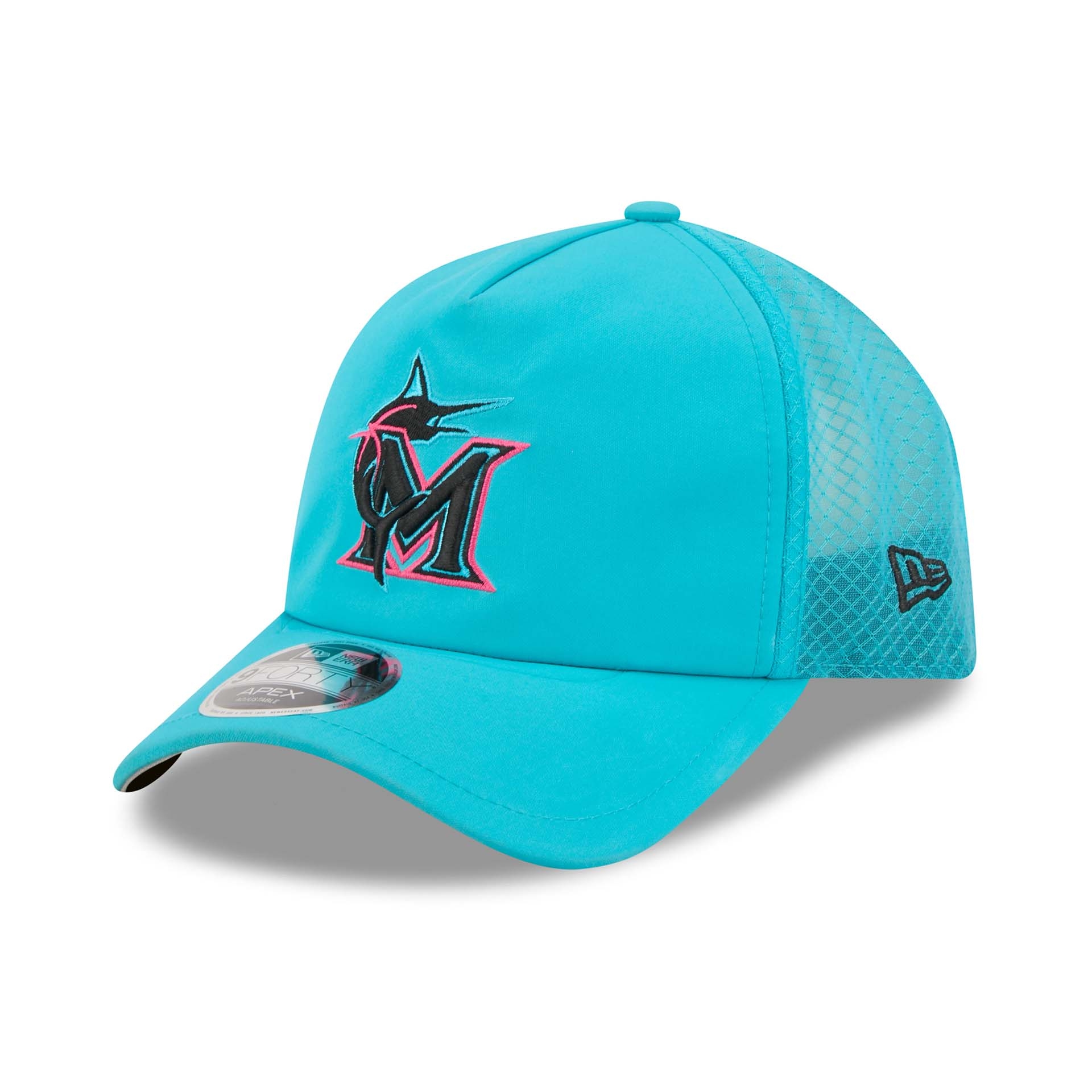 Miami Marlins 2026 MLB City Connect 9FORTY APEX Trucker Cap Türkis