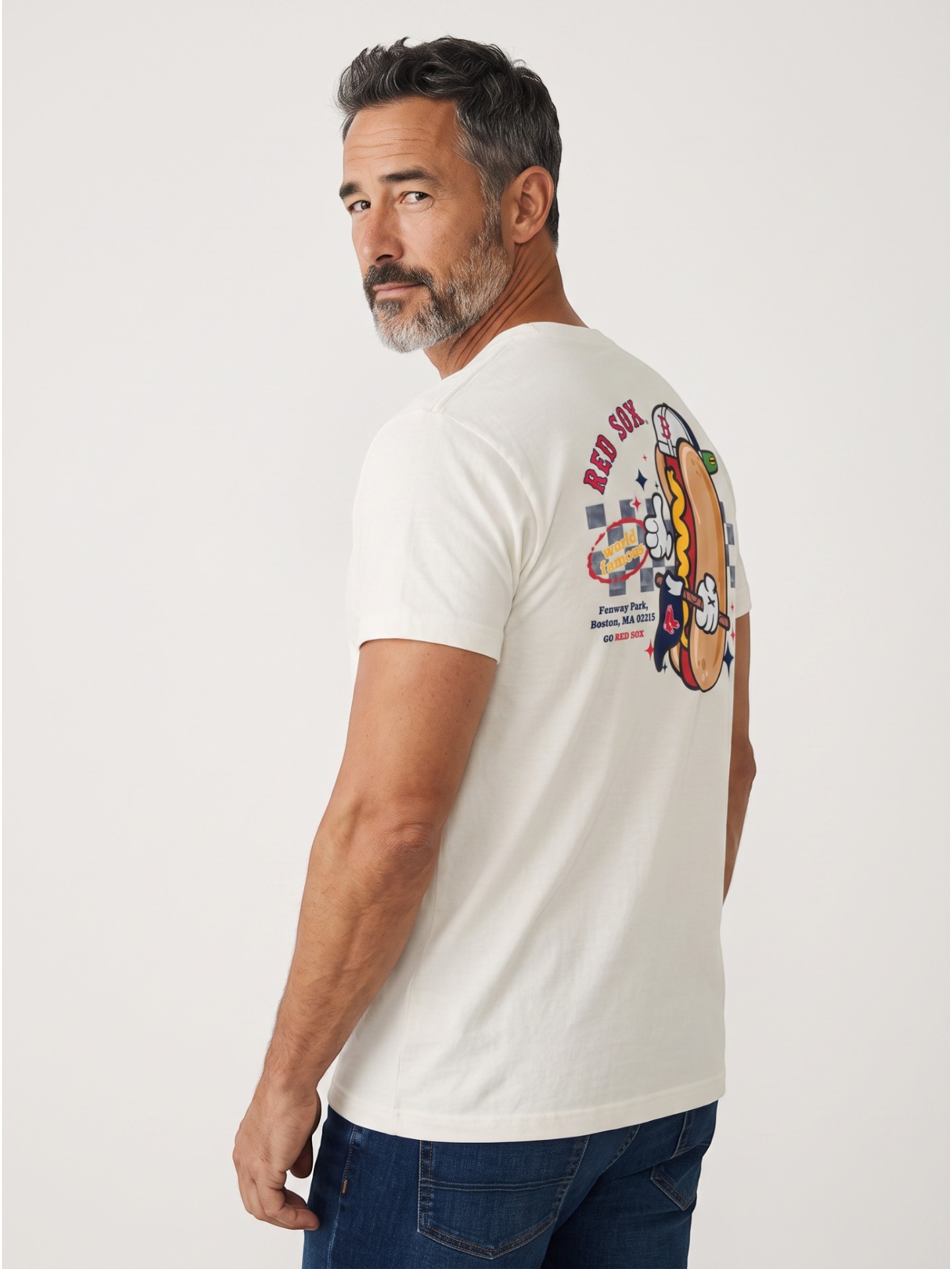 Boston Red Sox Ballpark Hot Dog Oversized MLB T-Shirt Cream