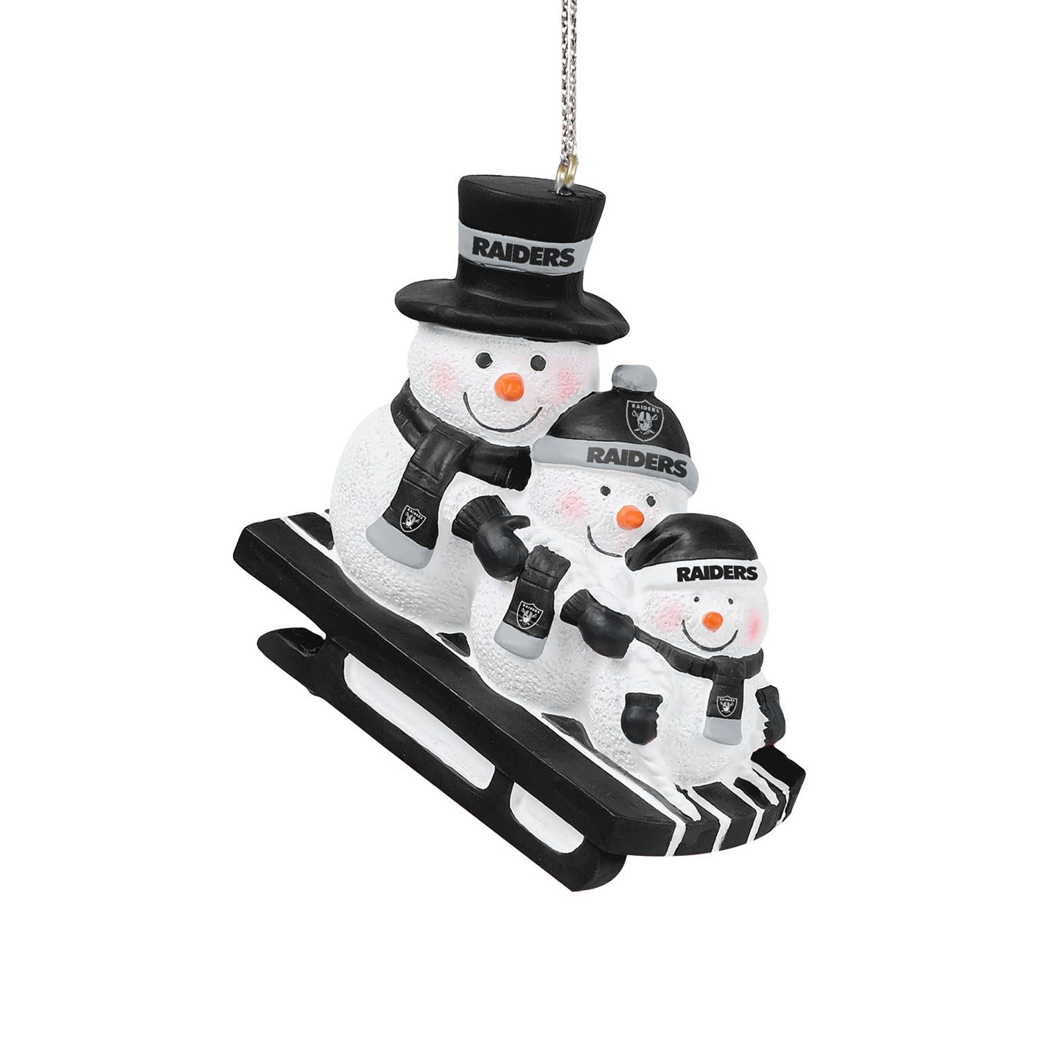 Las Vegas Raiders NFL Sledding Snowmen Christmas Ornament
