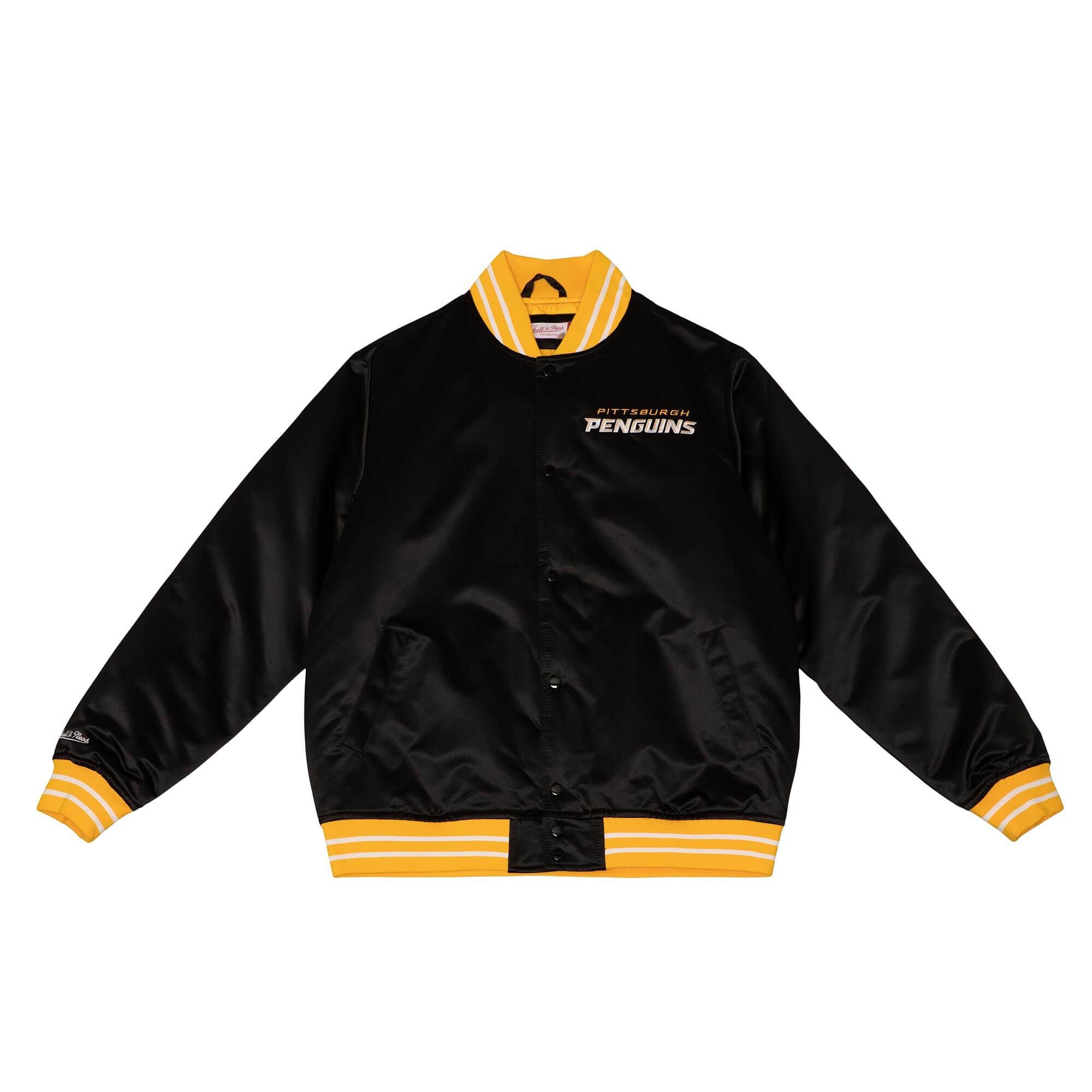 Pittsburgh Penguins Heavyweight Satin Mitchell & Ness NHL Jacke Schwarz
