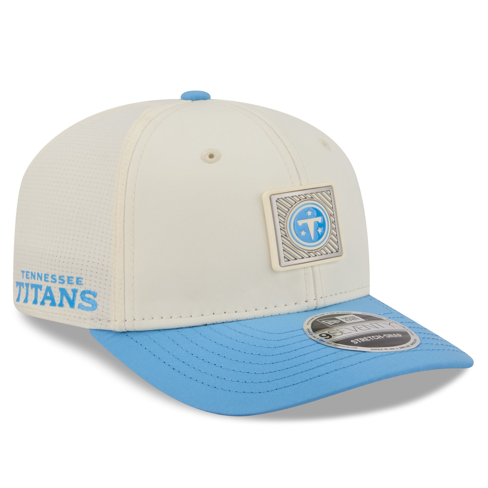 Tennessee Titans 2026 NFL Training Camp 9SEVENTY Stretch-Snap Cap Cream/Blue