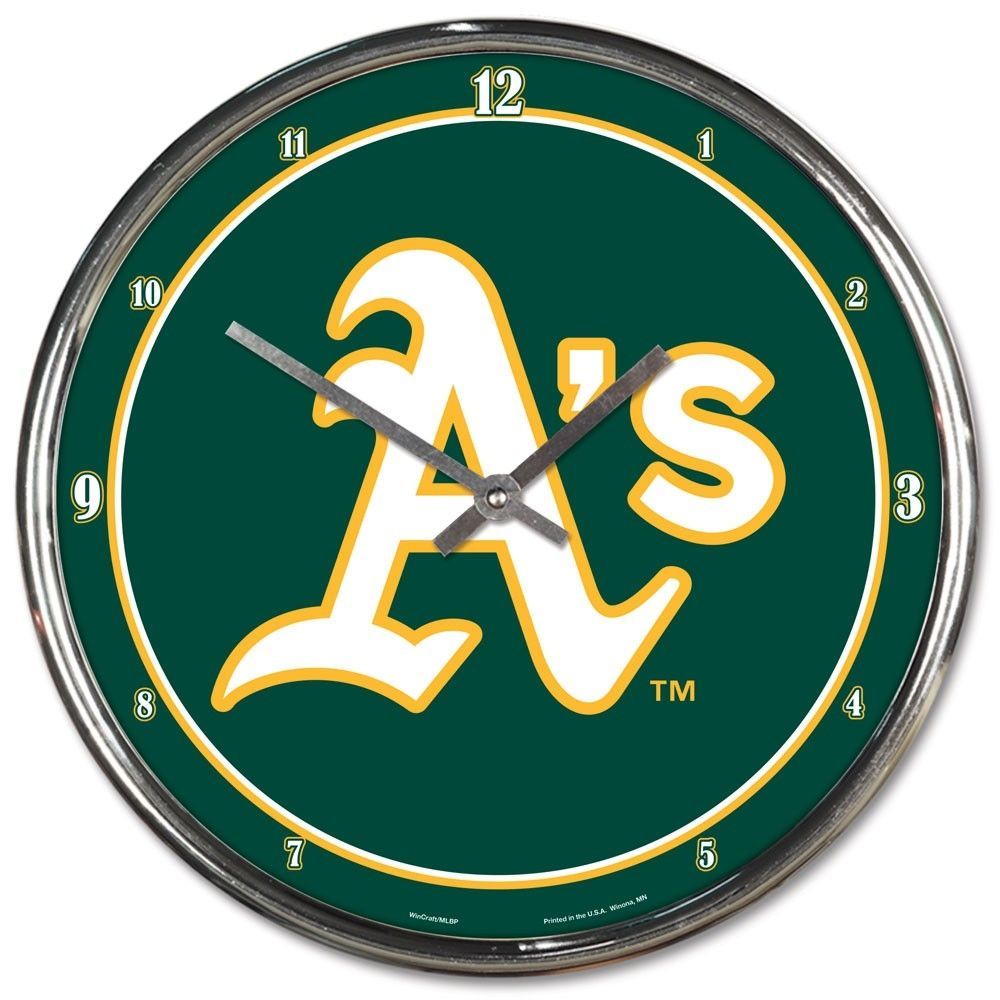 Athletics Chrome MLB Wanduhr