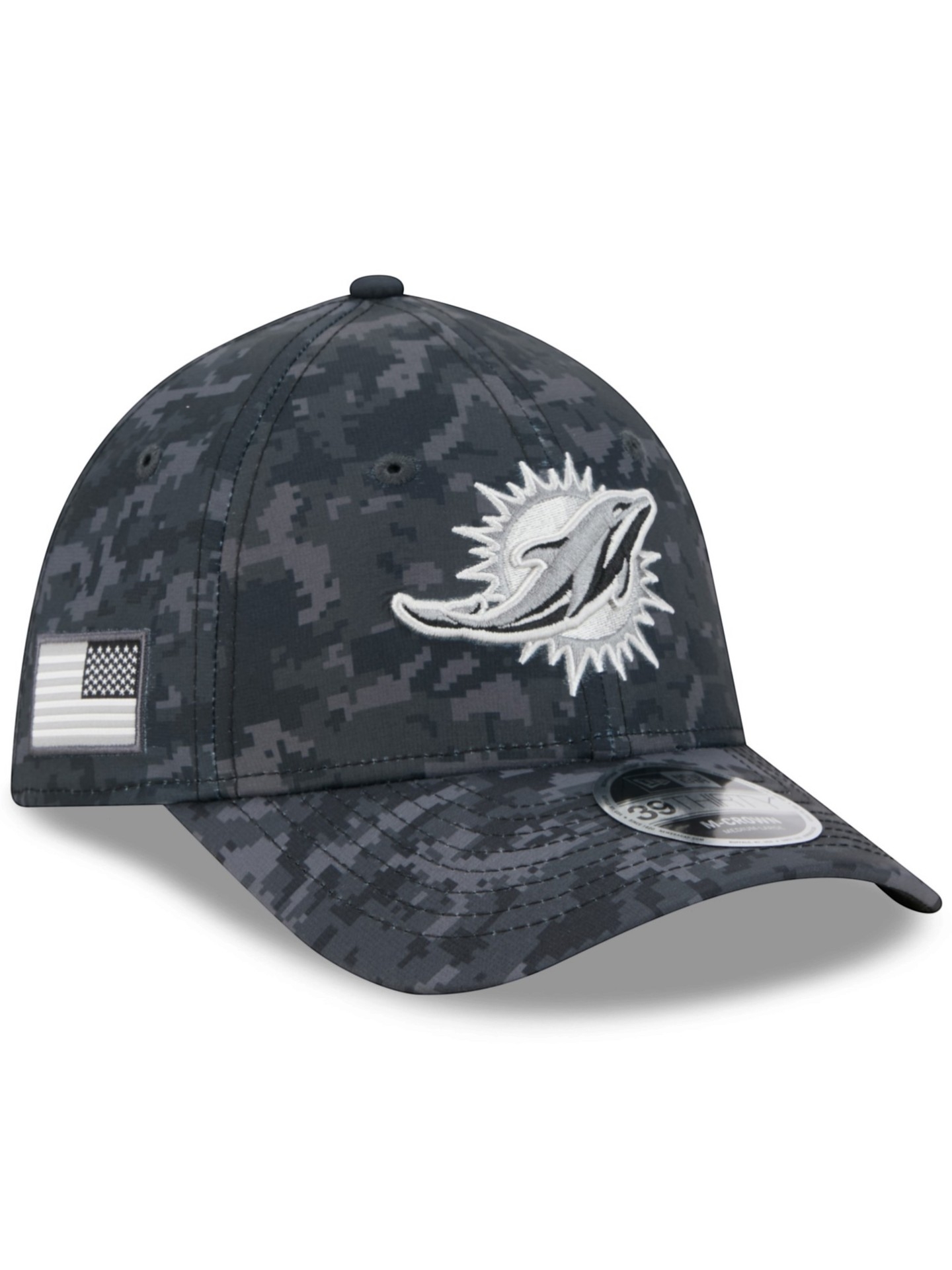 Miami Dolphins 2026 NFL Salute to Service 39THIRTY M-Crown Flex Cap Black
