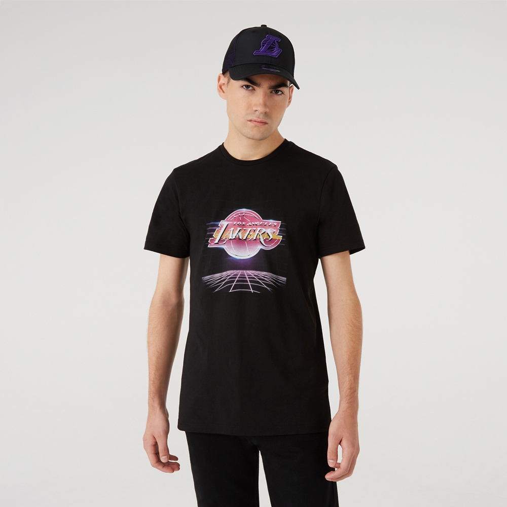 Los Angeles Lakers Futuristic New Era NBA T-Shirt Schwarz