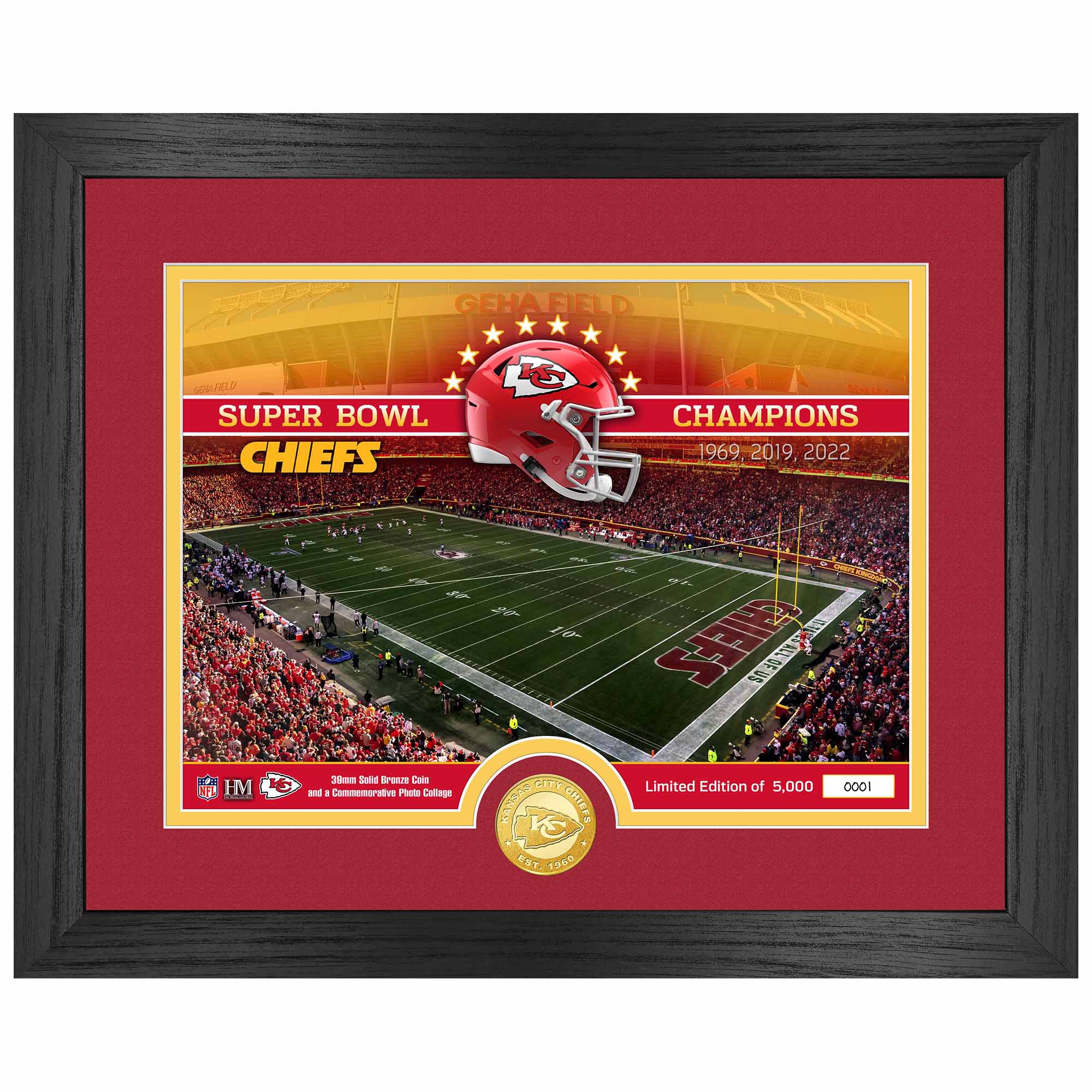 Kansas City Chiefs Team Stadium Bronze Coin Gerahmtes NFL Bild