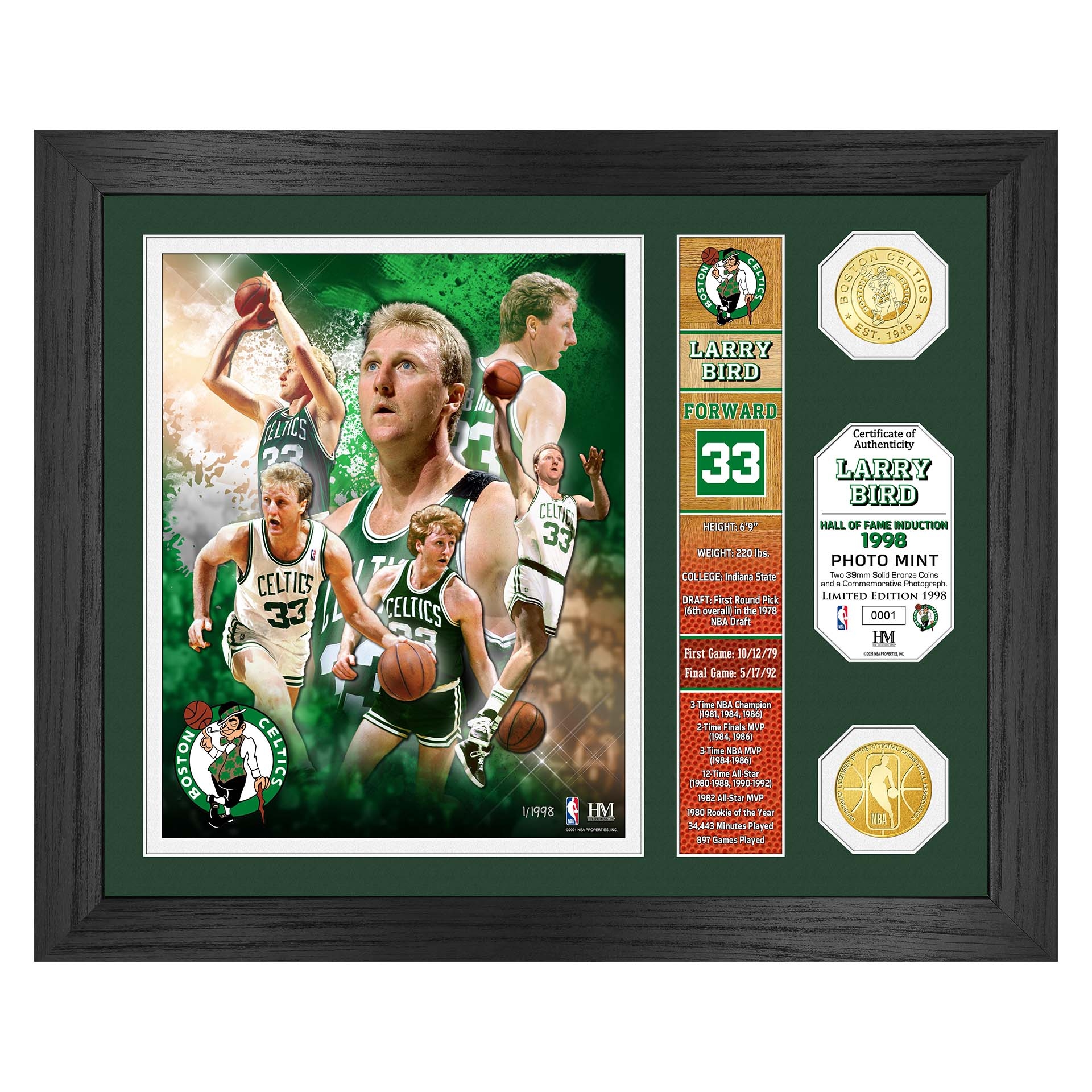 Larry Bird Boston Celtics Hall of Fame Banner NBA Photo Frame