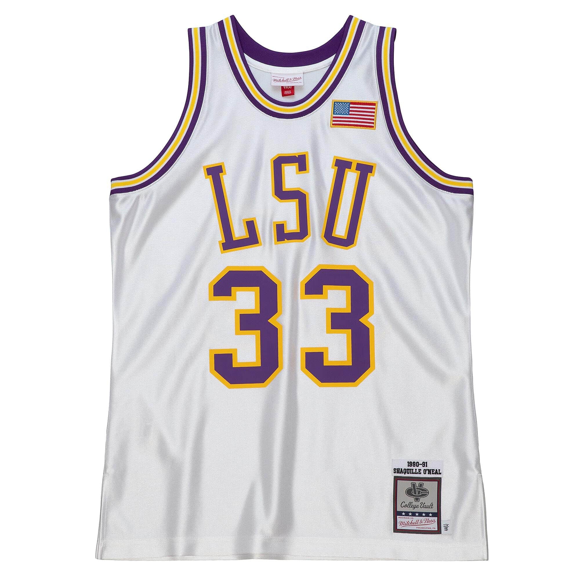 Shaquille O'Neal #33 LSU Tigers 1990-91 Mitchell & Ness Authentic NCAA Jersey White