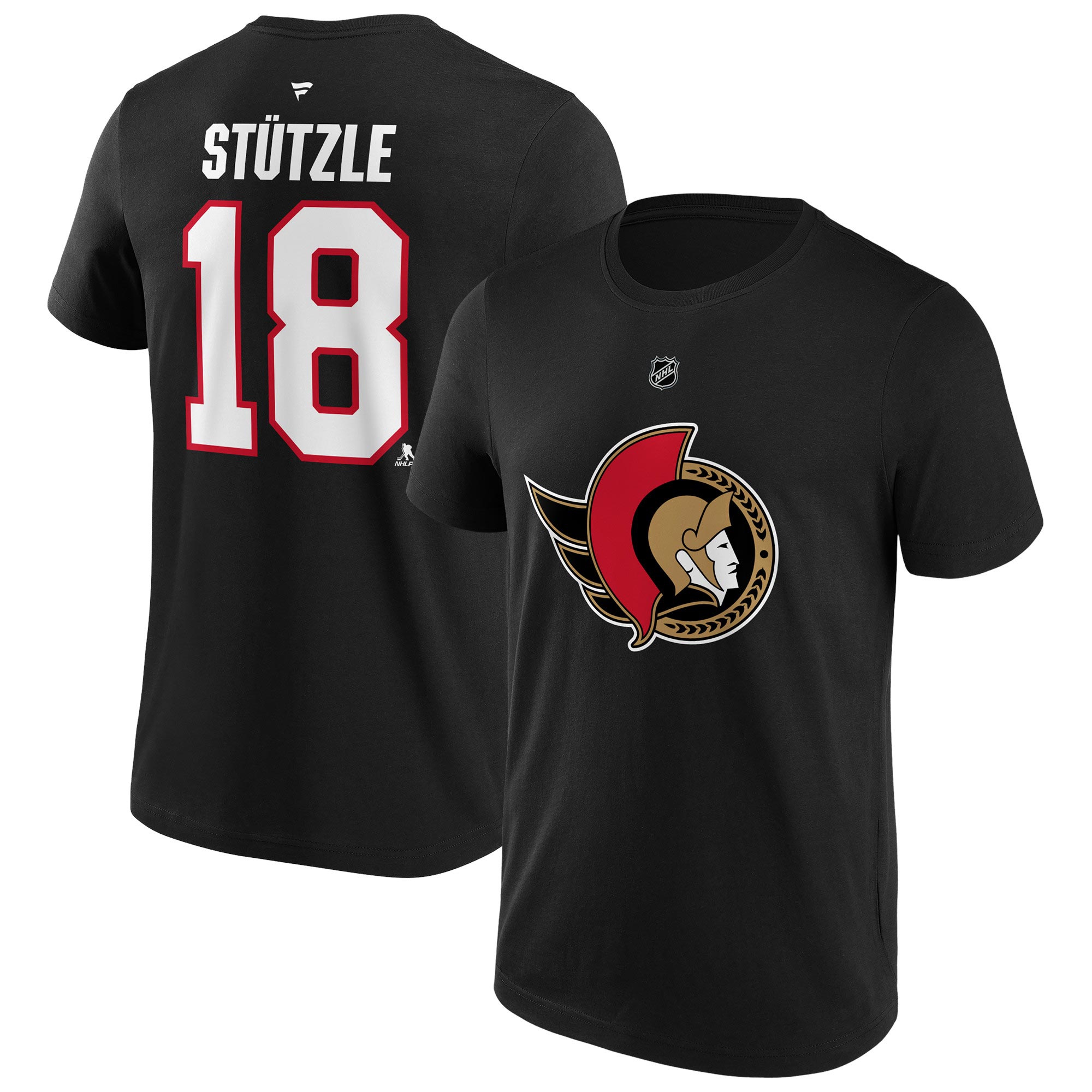 Tim Stützle #18 Ottawa Senators Player NHL T-Shirt Schwarz