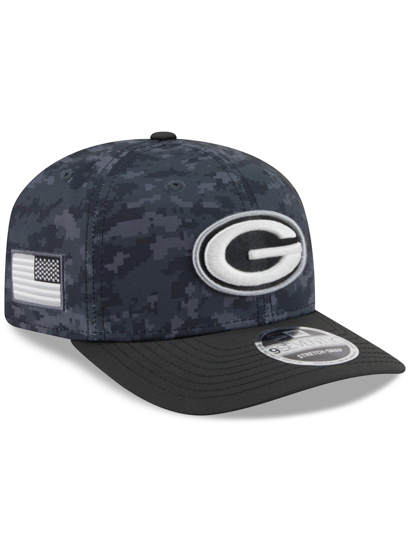 Green Bay Packers 2026 NFL Salute to Service 9SEVENTY Stretch-Snap Cap Black