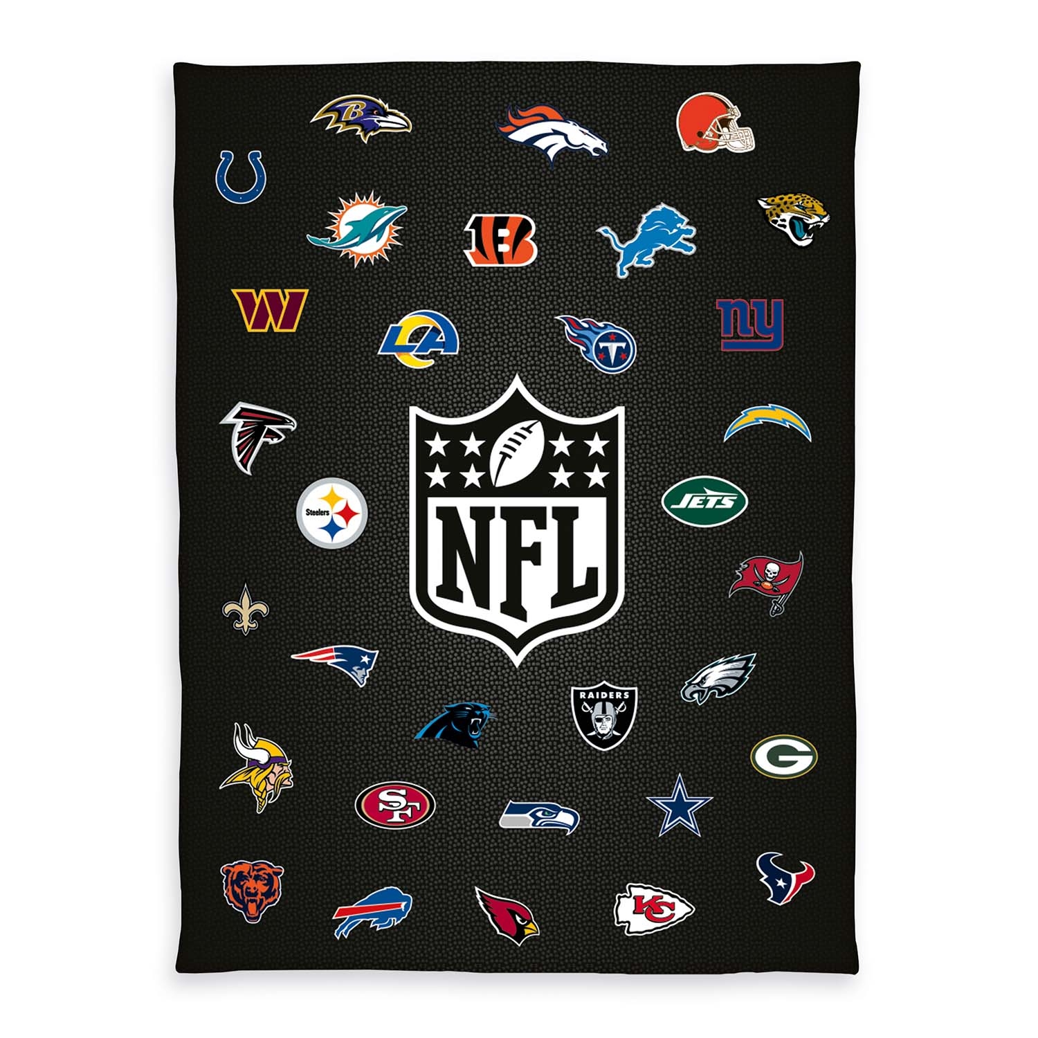 NFL All Teams Wellsoft Flauschdecke Schwarz