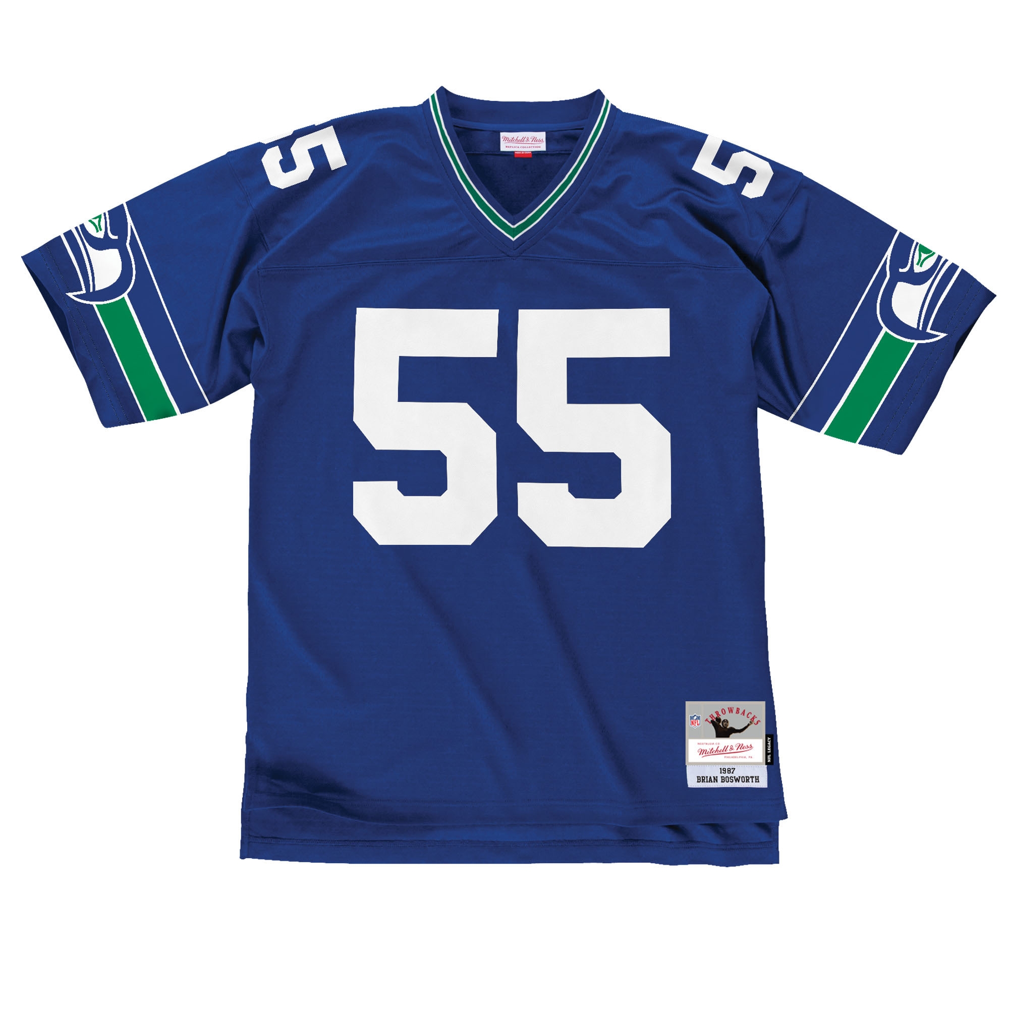 Brian Bosworth #55 Seattle Seahawks Mitchell & Ness Throwback NFL Jersey Blue