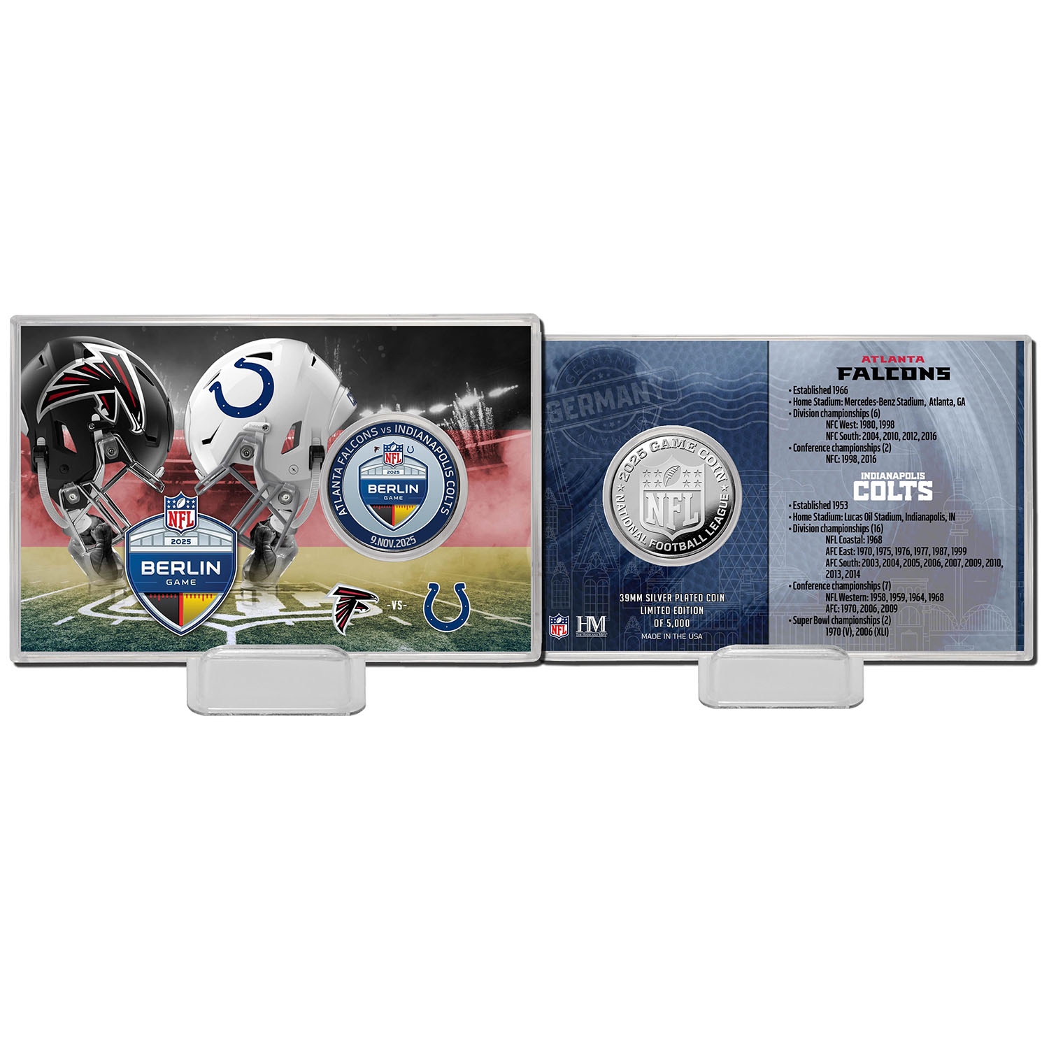 2025 NFL Berlin Game Colts vs. Falcons Game Coin Card