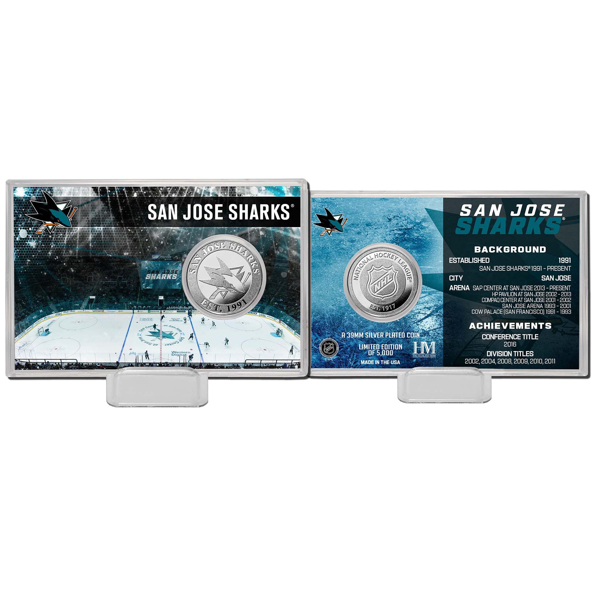 San Jose Sharks Team History NHL Silver Coin Card