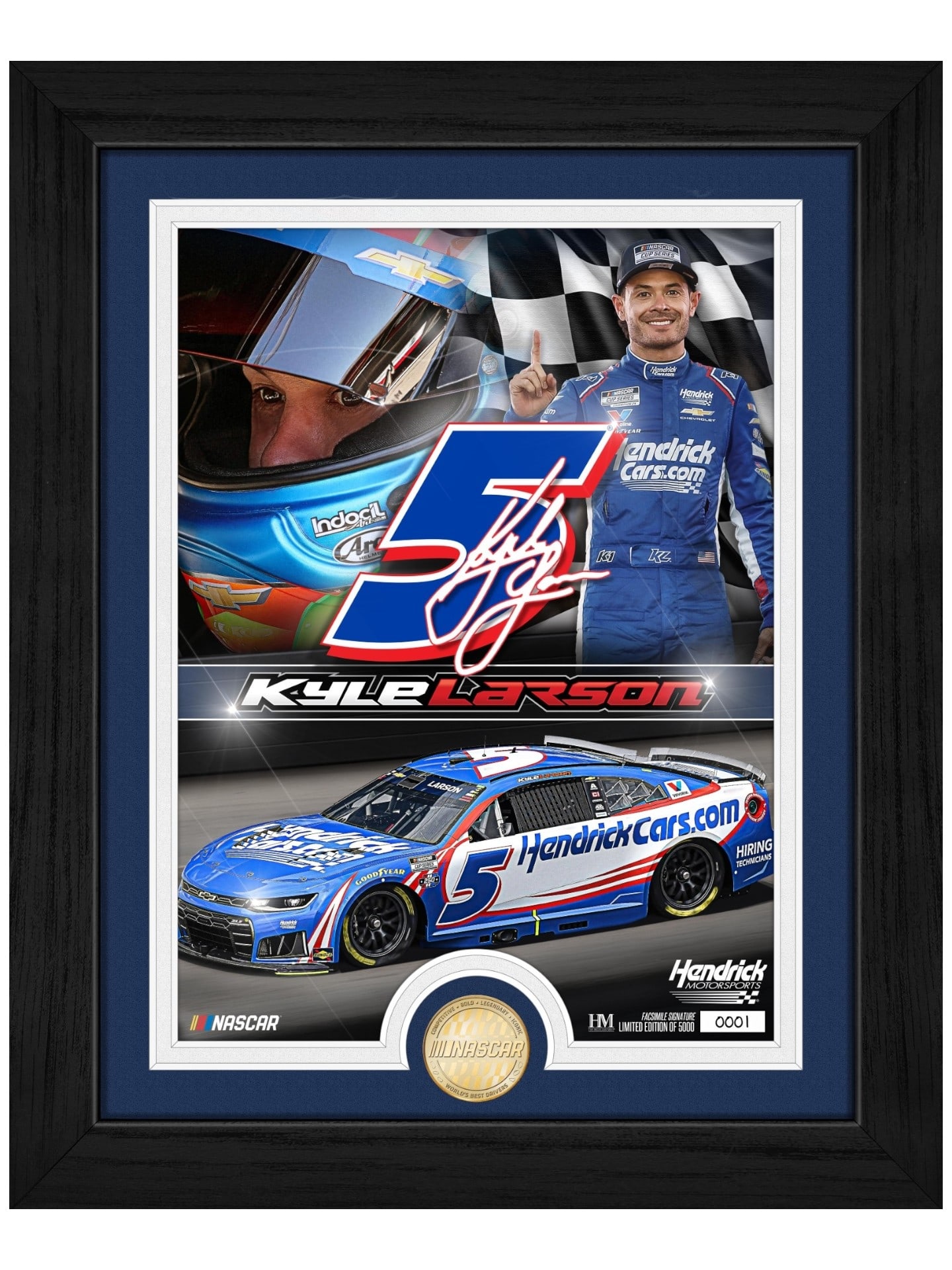 Kyle Larson Hendrick Motorsports Bronze Coin Gerahmtes NASCAR Bild