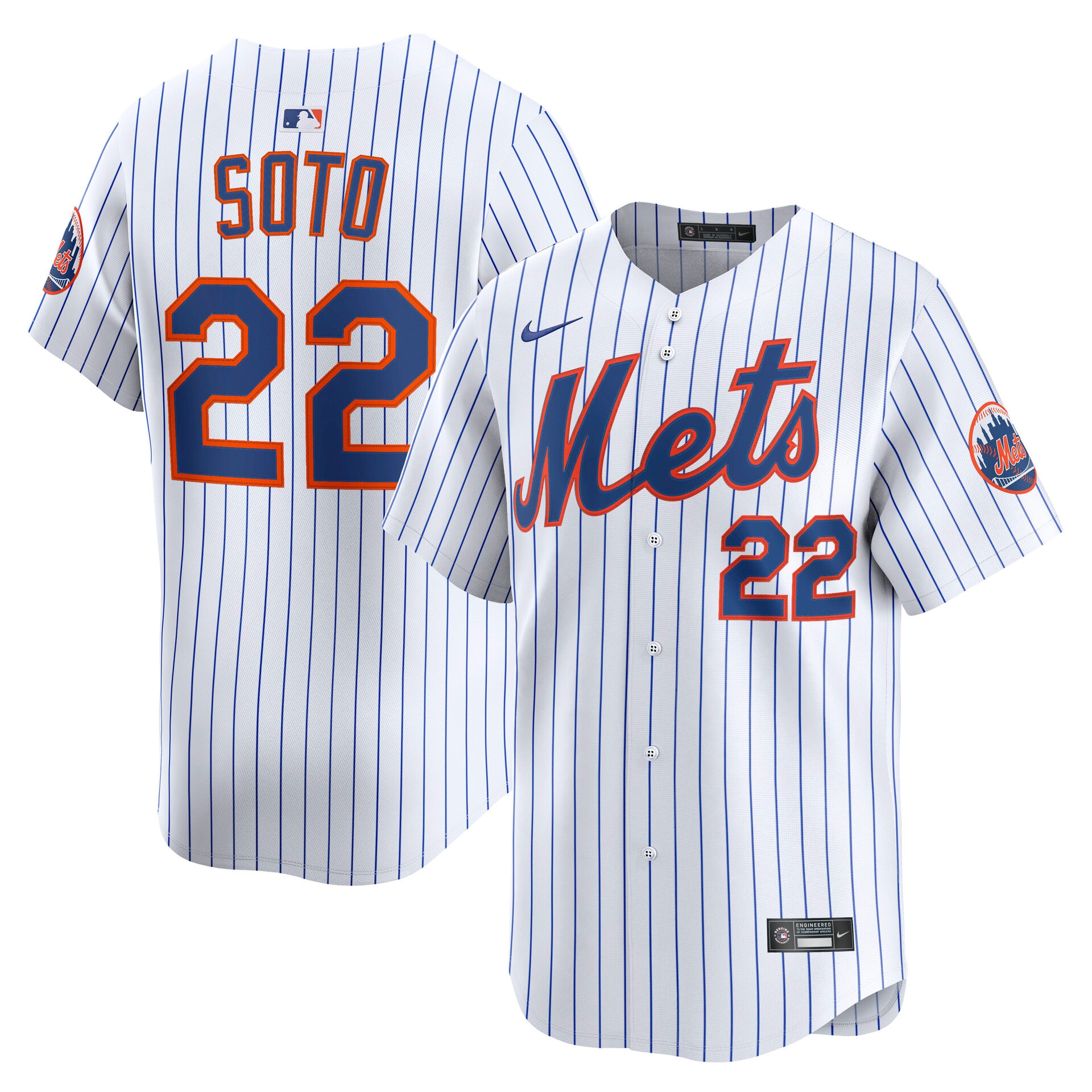 Juan Soto #22 New York Mets Limited MLB Trikot Home Pinstripe Weiß