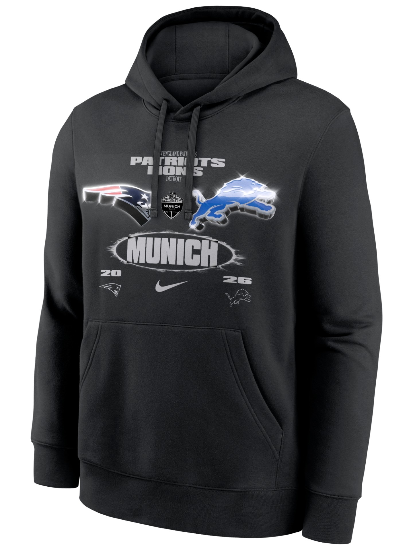 2026 NFL Munich Game Patriots vs. Lions Club Hoodie Black