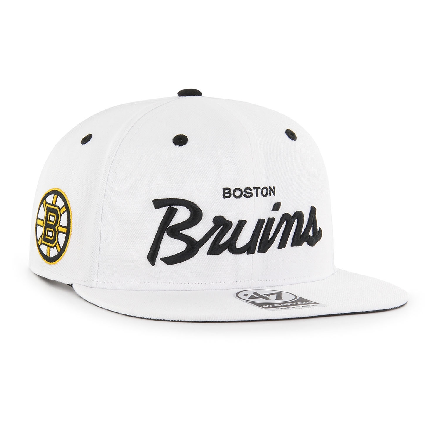 Boston Bruins Pop Script Crosstown '47 Captain Snapback NHL Cap Weiß