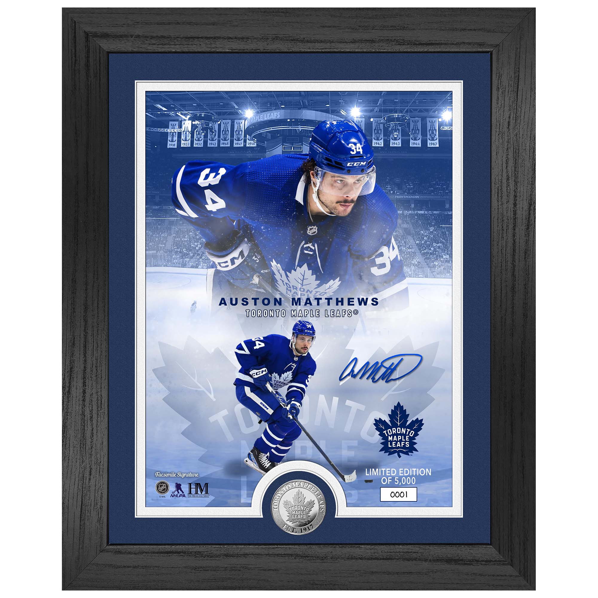 Auston Matthews Toronto Maple Leafs Silver Coin Gerahmtes NHL Bild