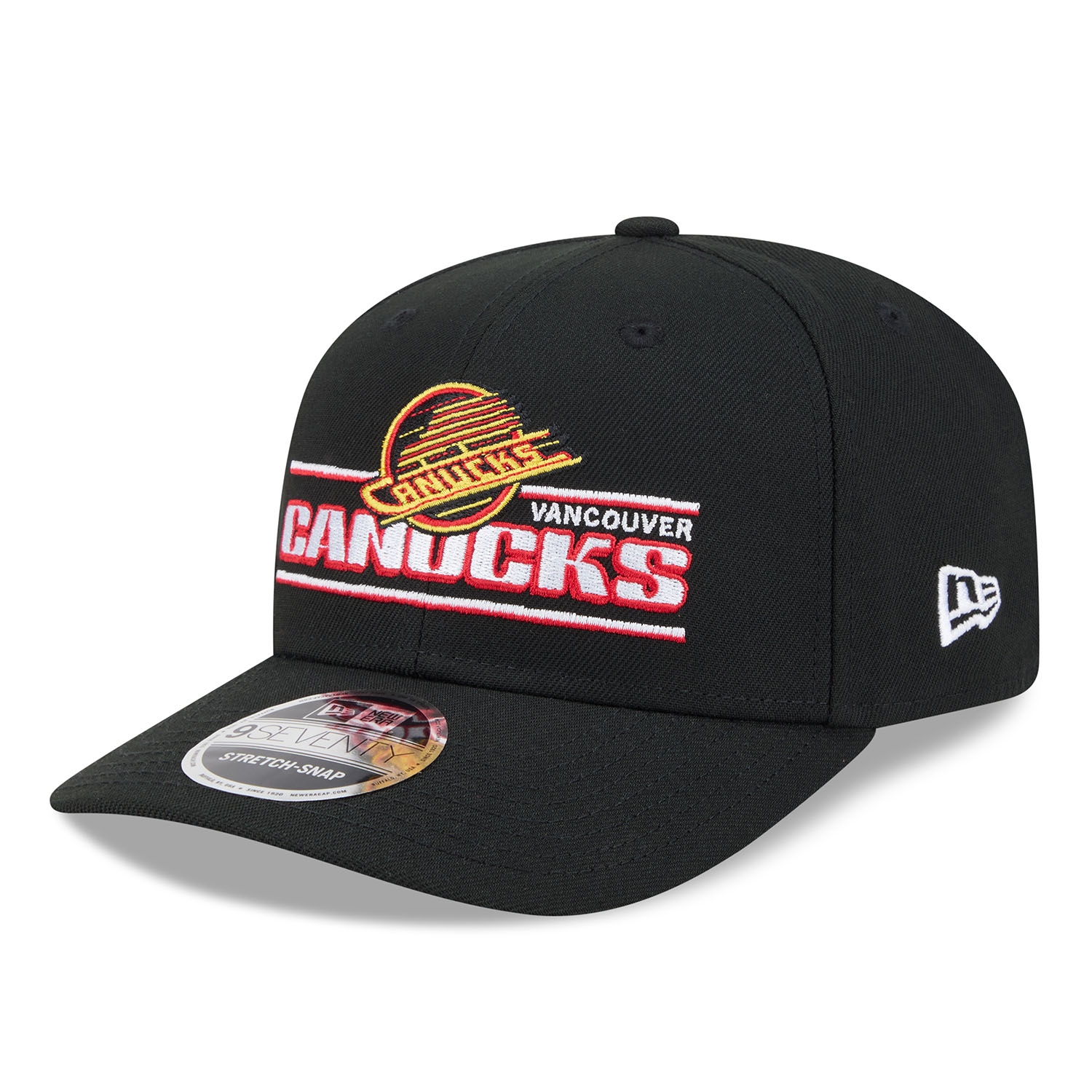 Vancouver Canucks Historic Logo NHL Stated 9SEVENTY Stretch-Snap Cap Schwarz