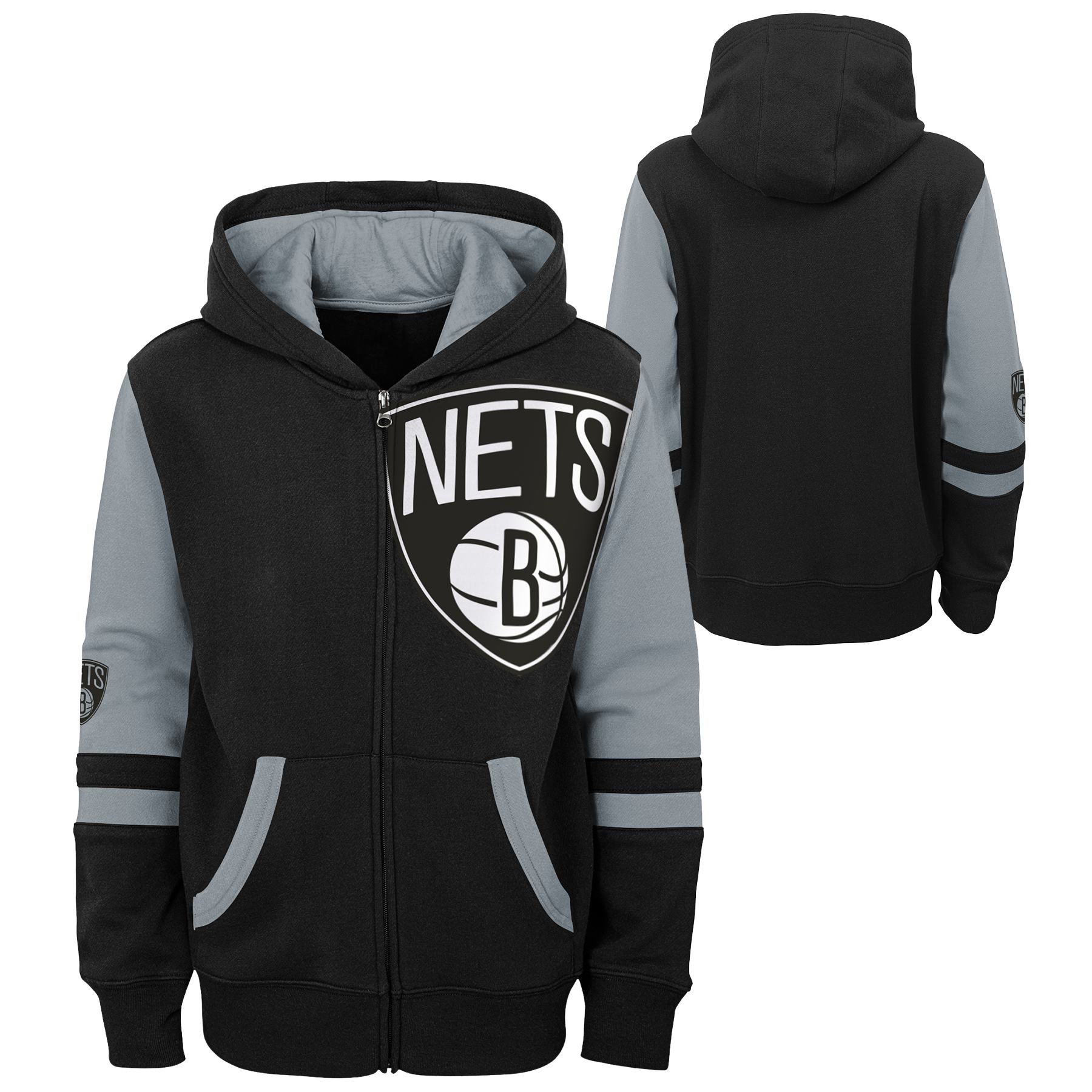 Brooklyn Nets Fleece NBA Full-Zip Hoodie Schwarz (YOUTH)