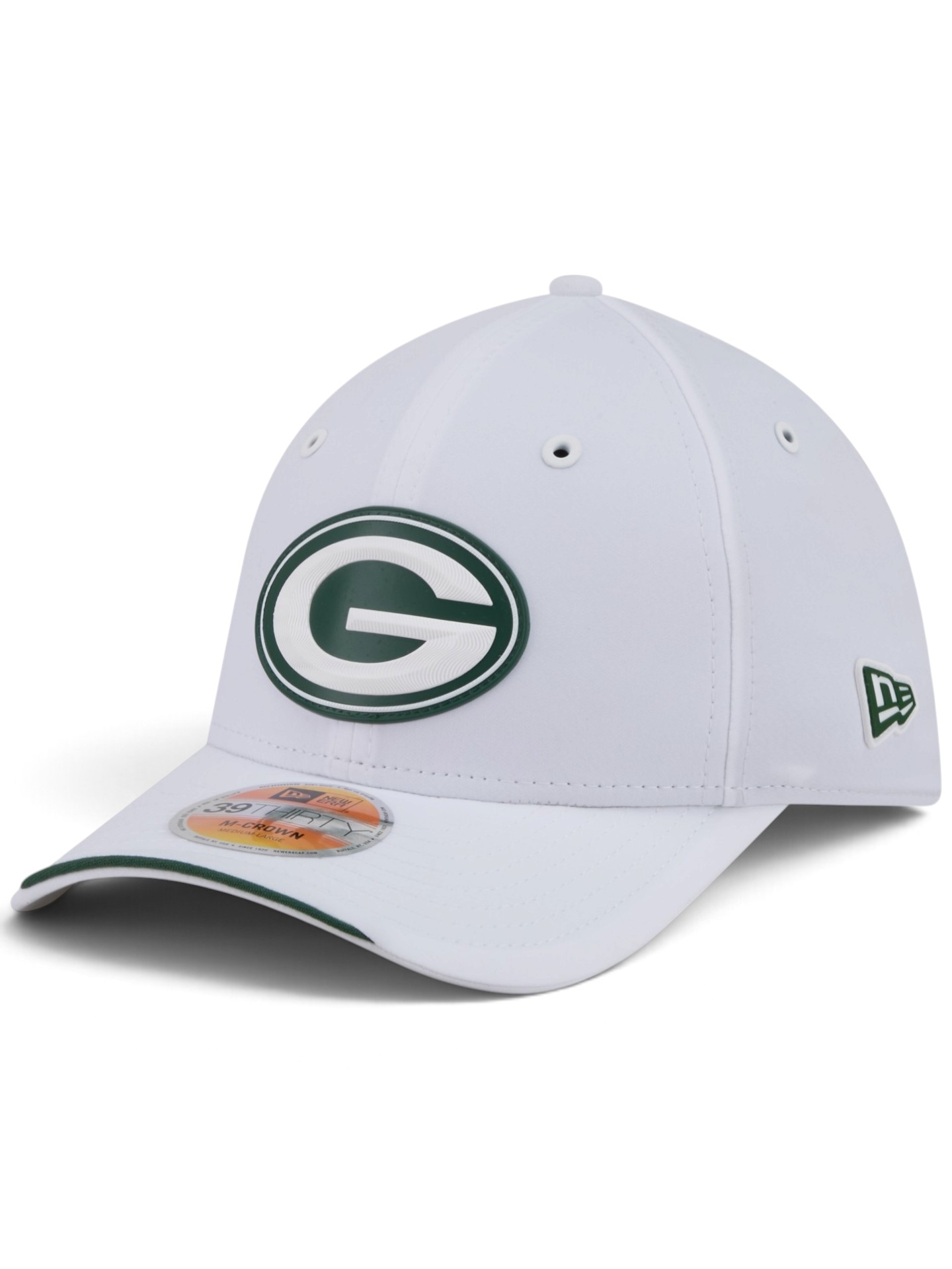 Green Bay Packers 2026 NFL Sideline 39THIRTY M-Crown Flex Cap Weiß