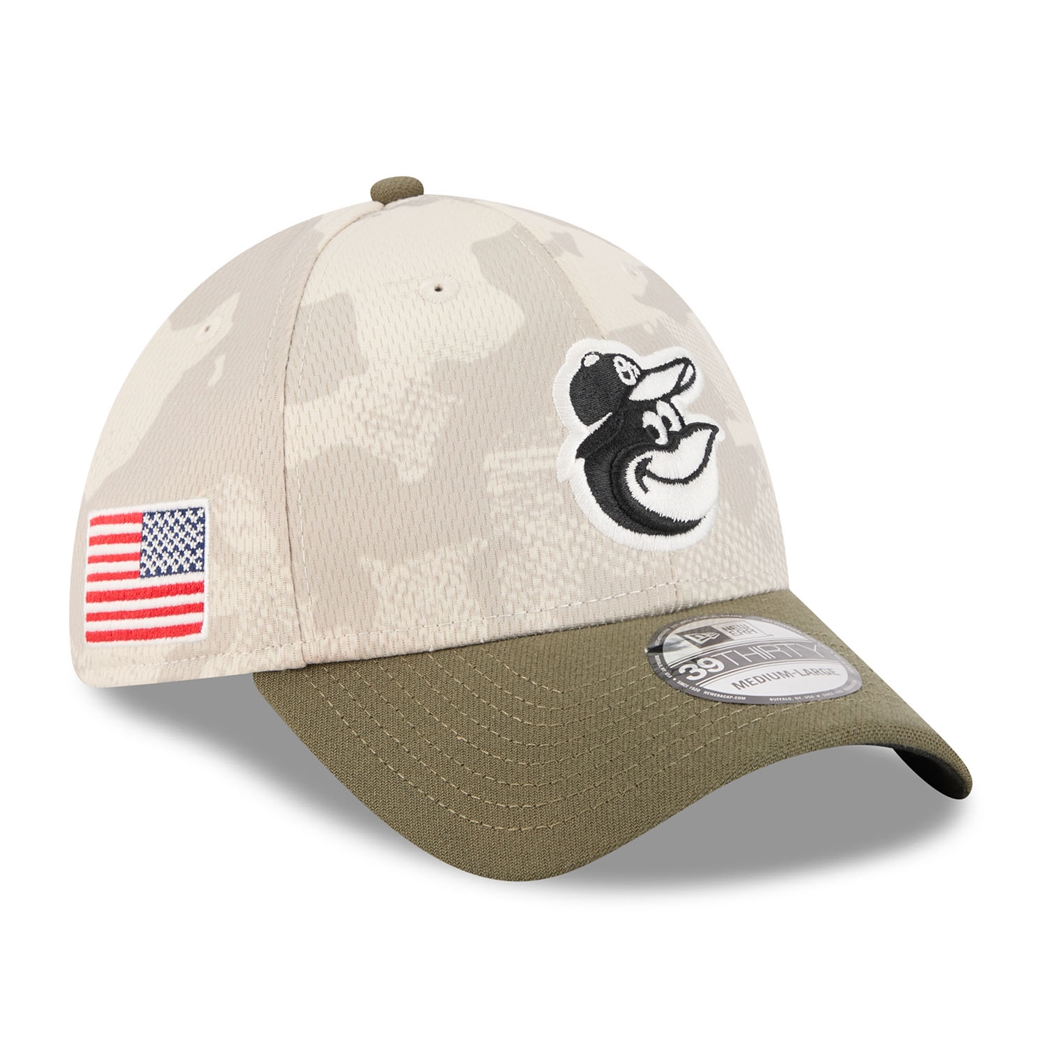 Baltimore Orioles 2025 MLB Armed Forces New Era 39THIRTY Flex Cap