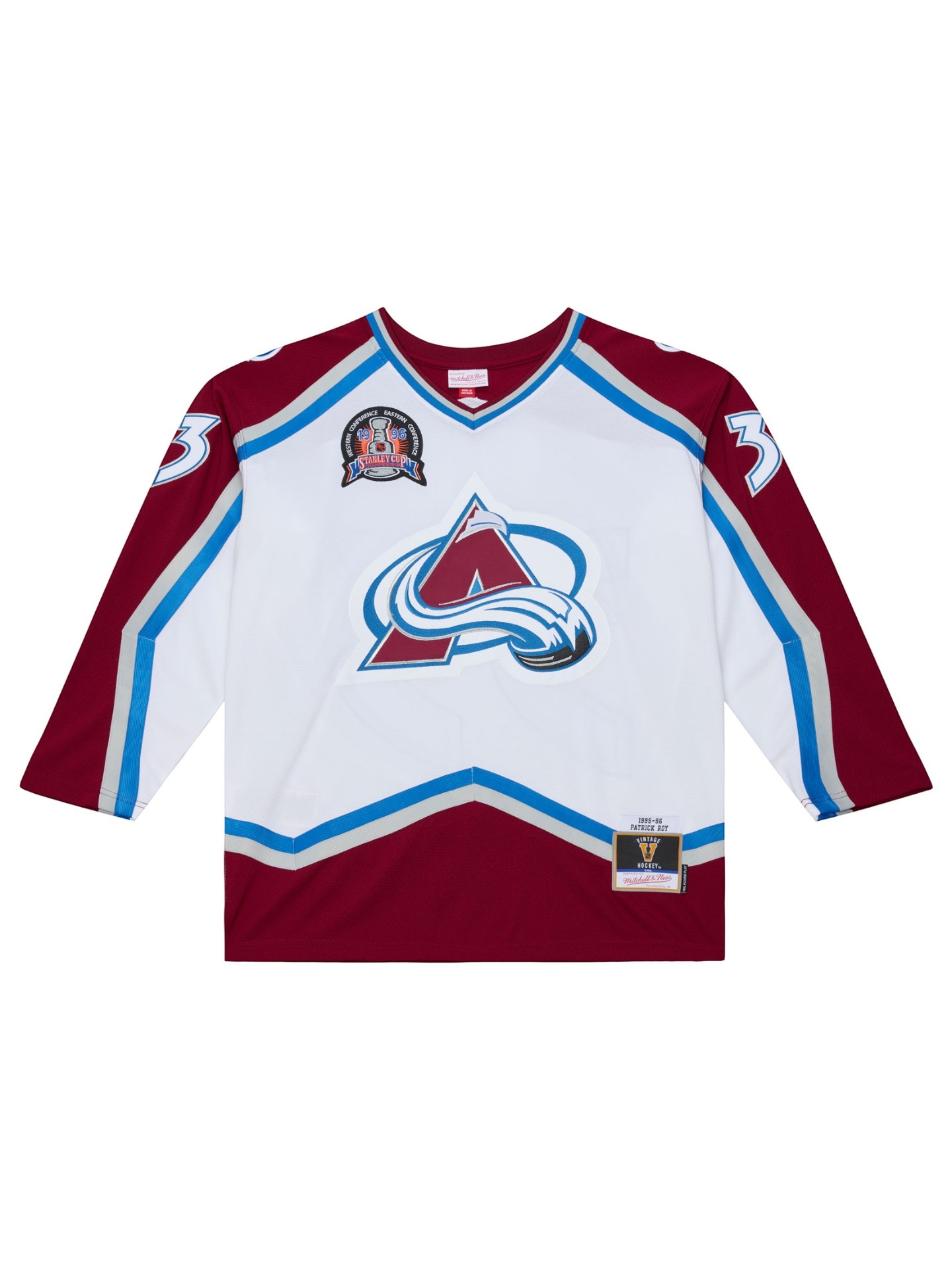 Patrick Roy #33 Colorado Avalanche 1995-96 Premium Power Play NHL Trikot Weiß