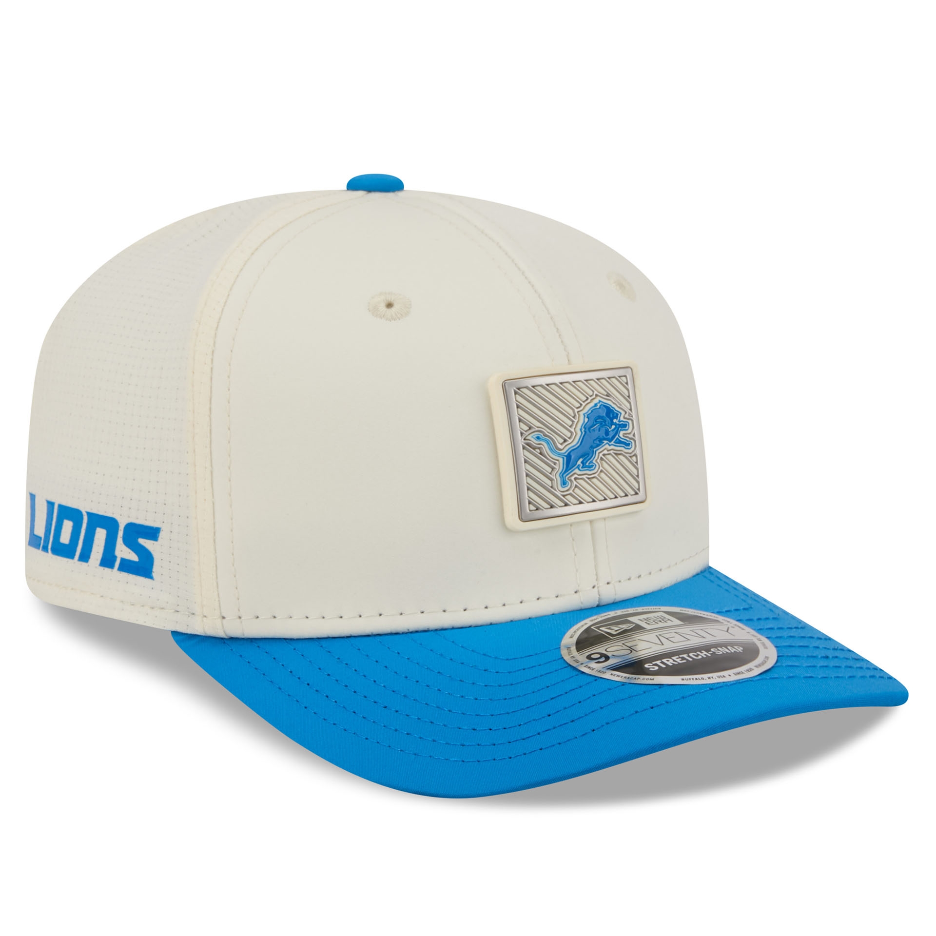 Detroit Lions 2026 NFL Training Camp 9SEVENTY Stretch-Snap Cap Cream/Blue