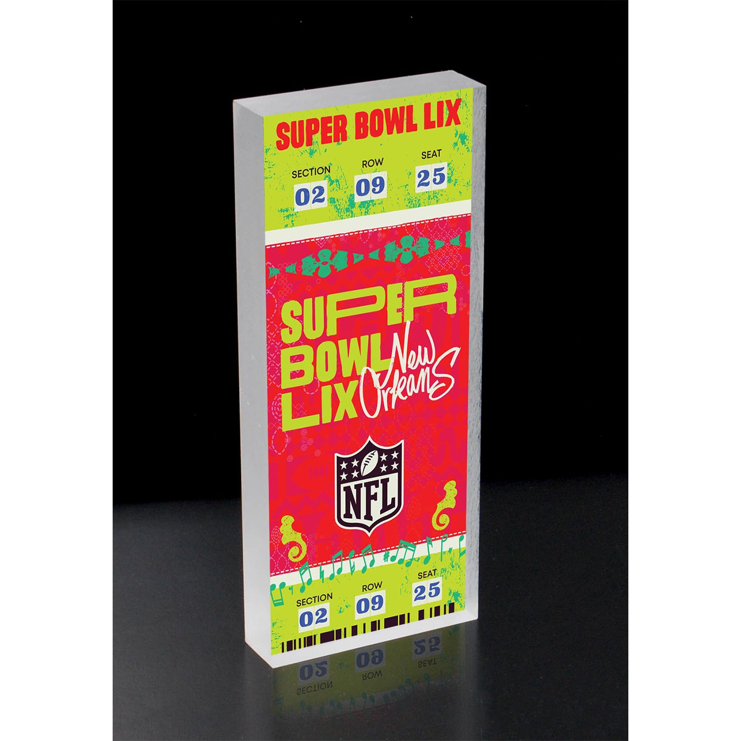 Super Bowl LIX New Orleans Ticket 3D Block Art