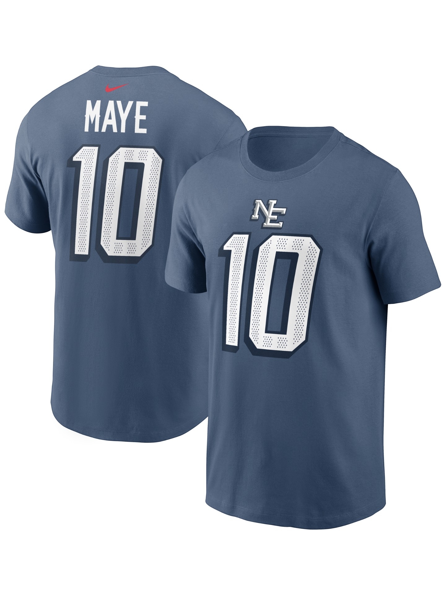 Drake Maye #10 New England Patriots 2026 NFL Rivalries Player T-Shirt Blau