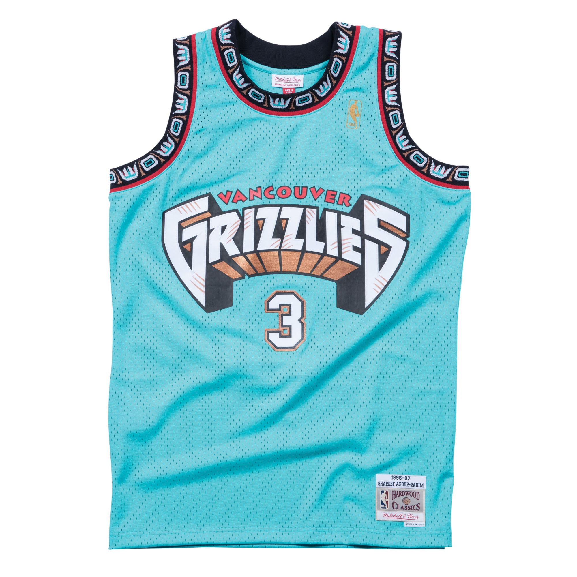 Shareef Abdur-Rahim #3 Vancouver Grizzlies 1996-97 Swingman NBA Trikot Türkis