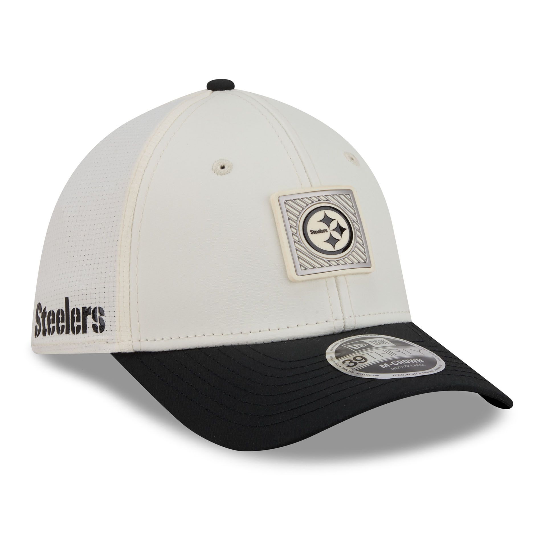 Pittsburgh Steelers 2026 NFL Training Camp 39THIRTY Flex Cap Cream/Schwarz