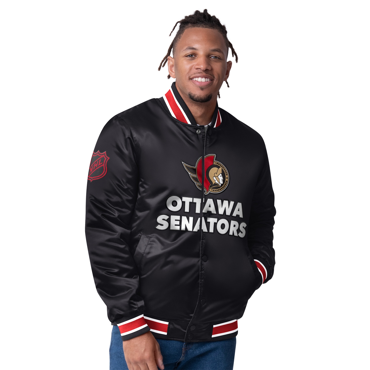 Ottawa Senators Closer Reversible NHL Varsity Jacke Schwarz/Rot