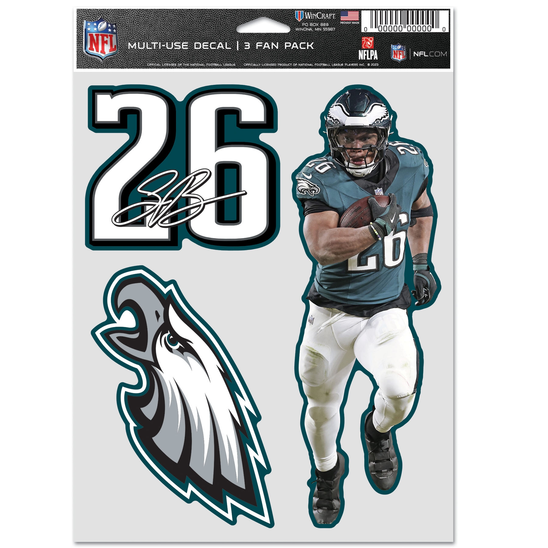 WinCraft Saquon Barkley #26 Philadelphia Eagles Player NFL Decals