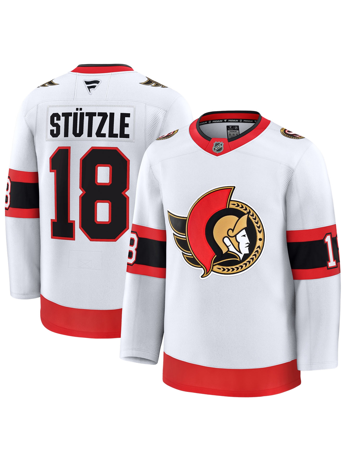 Tim Stützle #18 Ottawa Senators Premium NHL Trikot Away Weiß