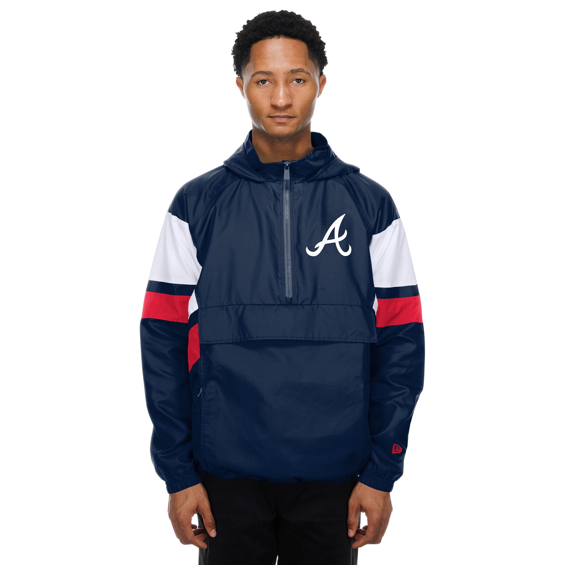 Atlanta Braves MLB Quarter Zip Windbreaker Jacke Navy