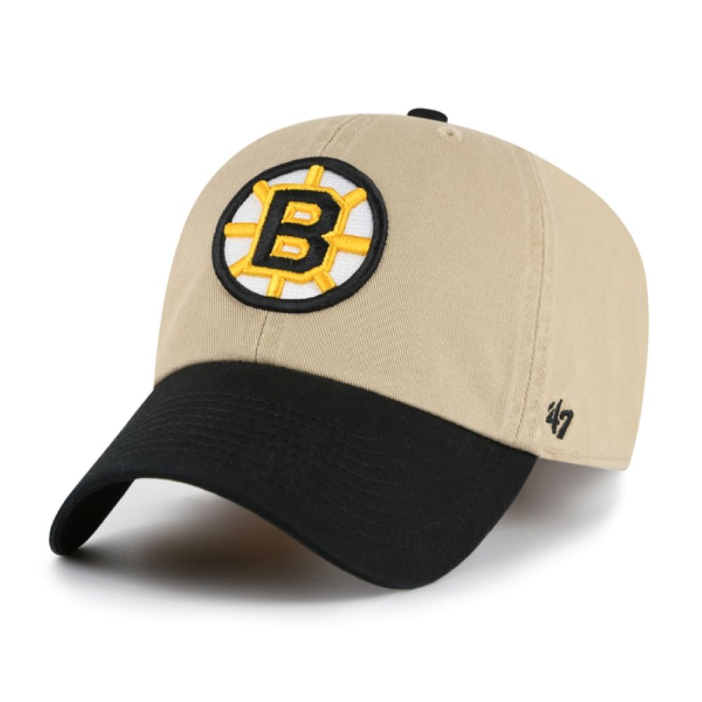 Boston Bruins 2-Tone '47 Clean Up Adjustable NHL Cap Khaki/Schwarz