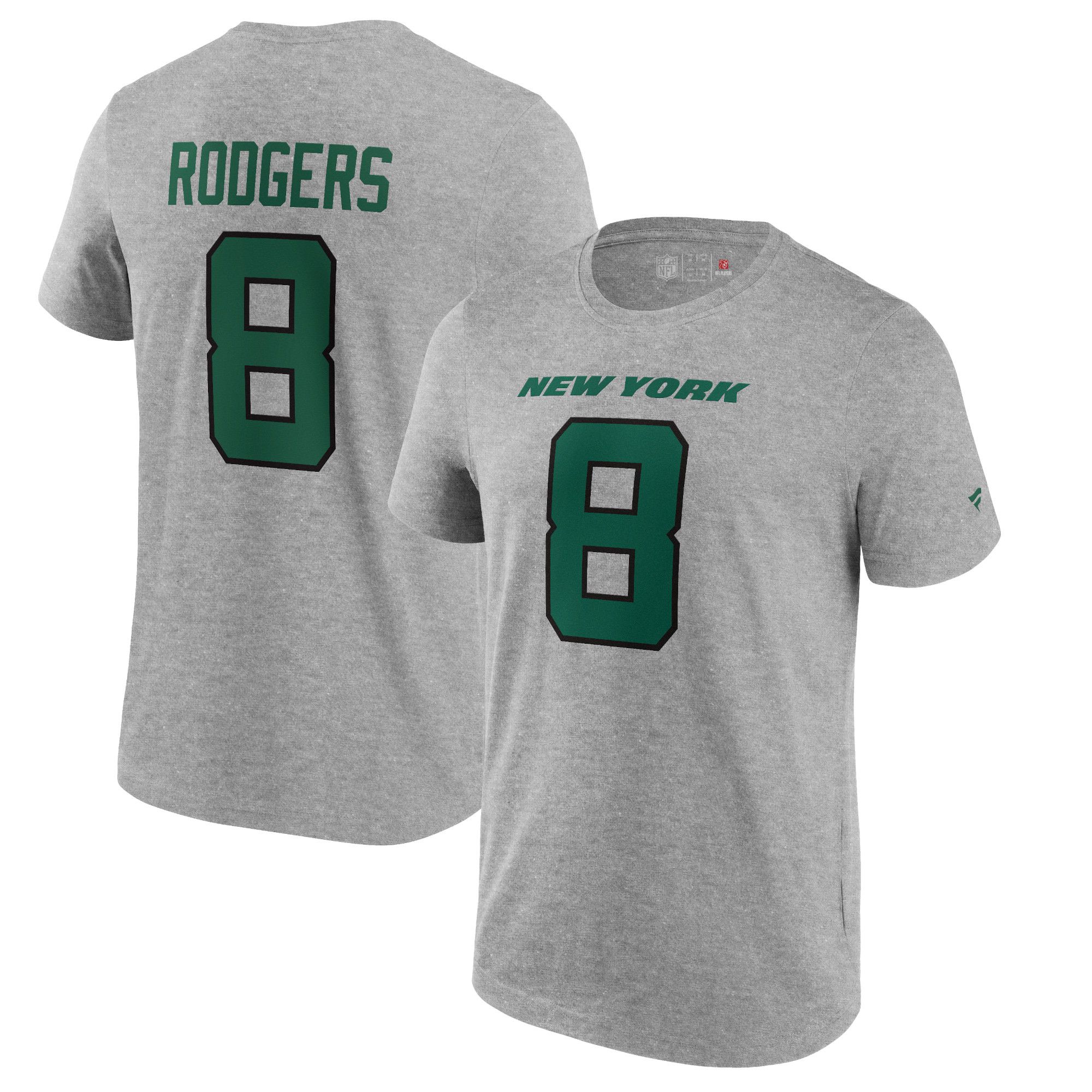 Aaron Rodgers #8 New York Jets Player NFL T-Shirt Grau