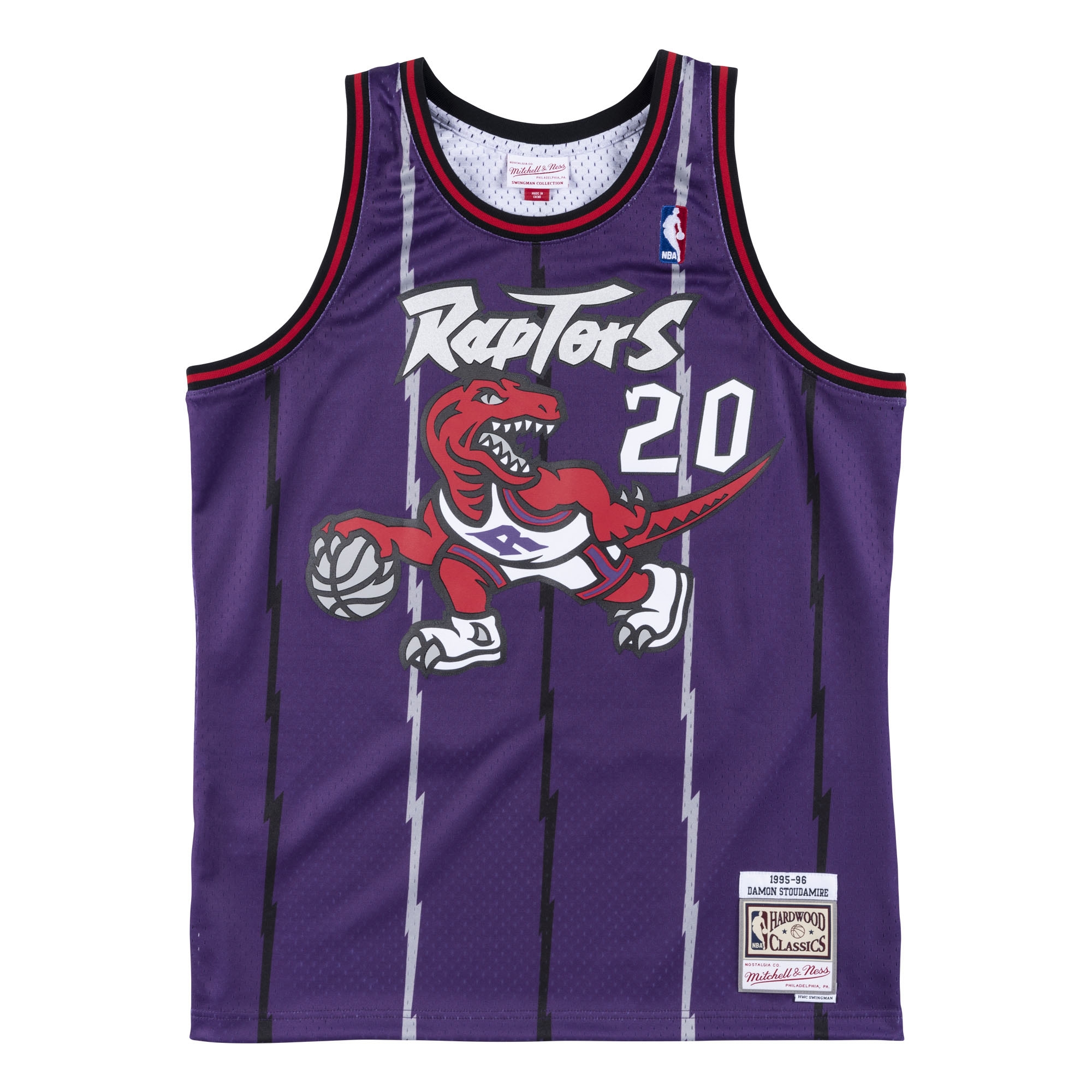 Damon Stoudamire #20 Toronto Raptors 1995-96 Mitchell & Ness Swingman NBA Trikot Lila