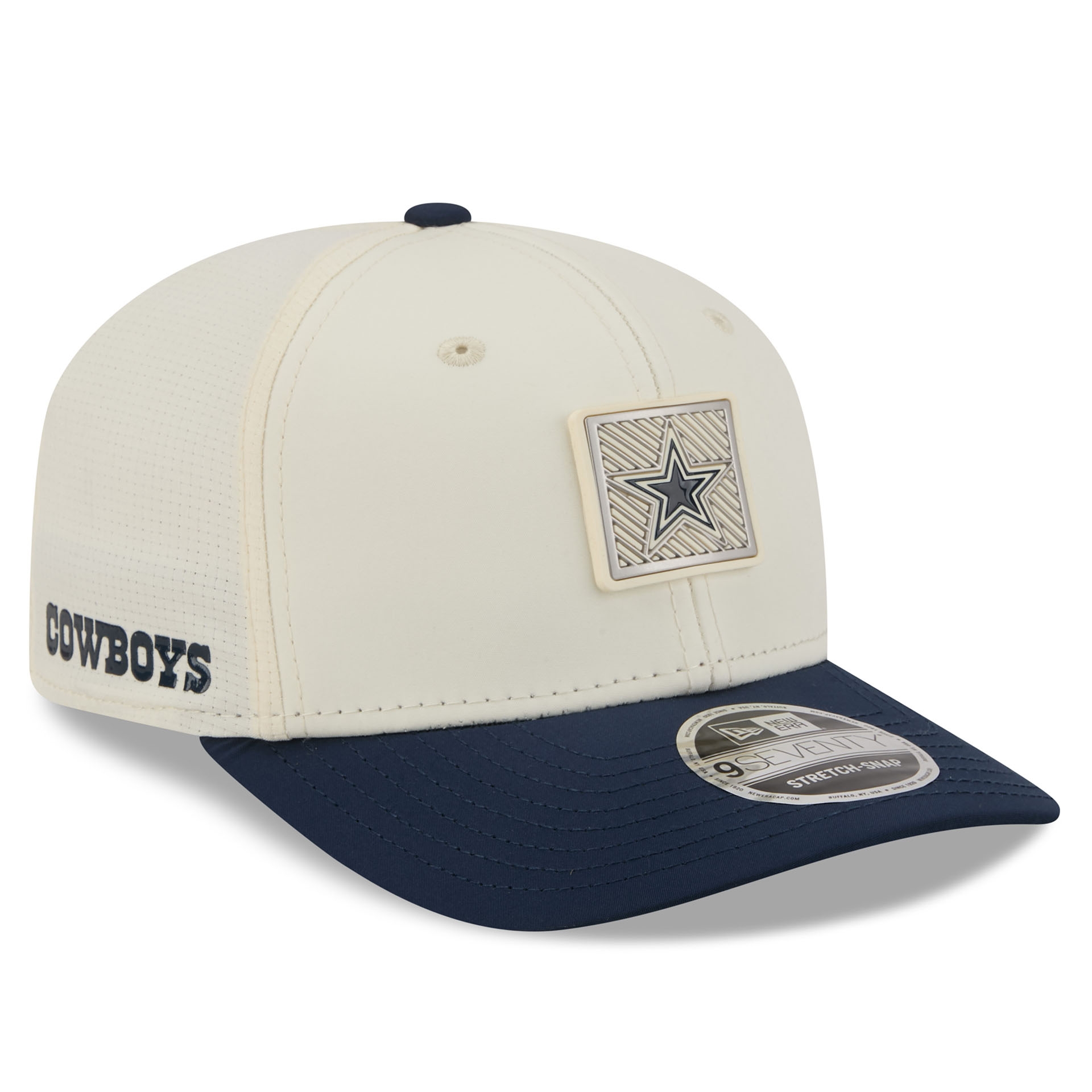 Dallas Cowboys 2026 NFL Training Camp 9SEVENTY Stretch-Snap Cap Cream/Navy