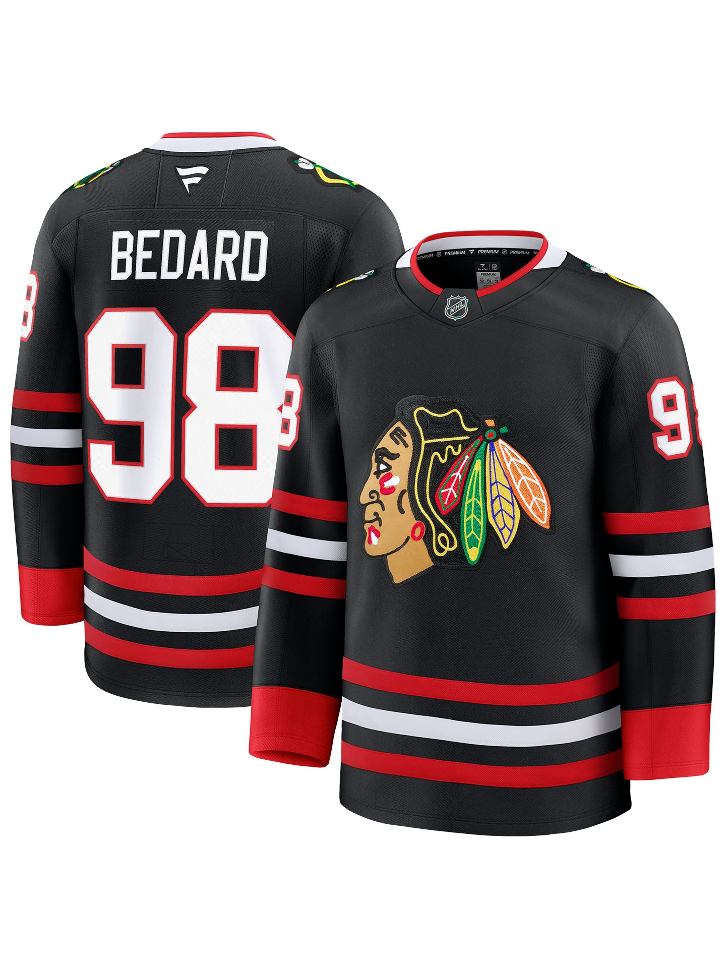 Connor Bedard #98 Chicago Blackhawks Premium NHL Trikot Alternate Schwarz