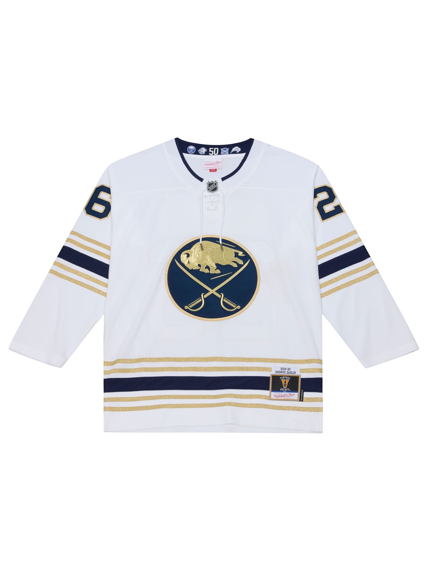 Rasmus Dahlin #26 Buffalo Sabres 2019-20 Premium Power Play NHL Trikot Weiß