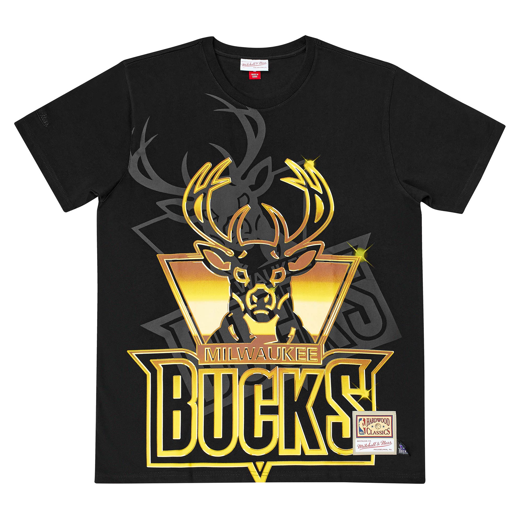 Milwaukee Bucks Big Face 4.0 Heavyweight Mitchell & Ness NBA T-Shirt Black