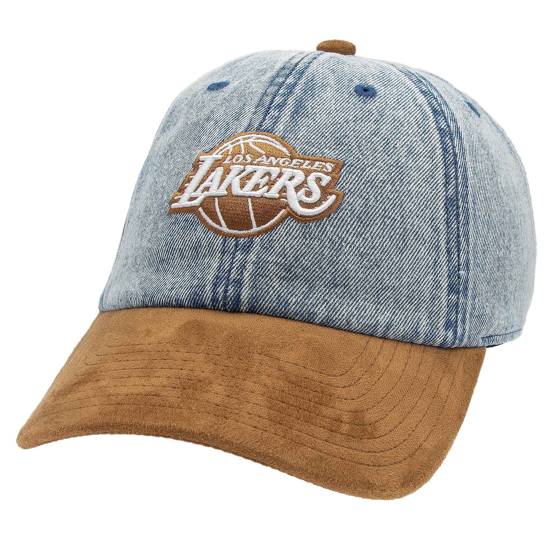 Los Angeles Lakers Denim Suede 1904 Strapback NBA Cap Blau/Braun