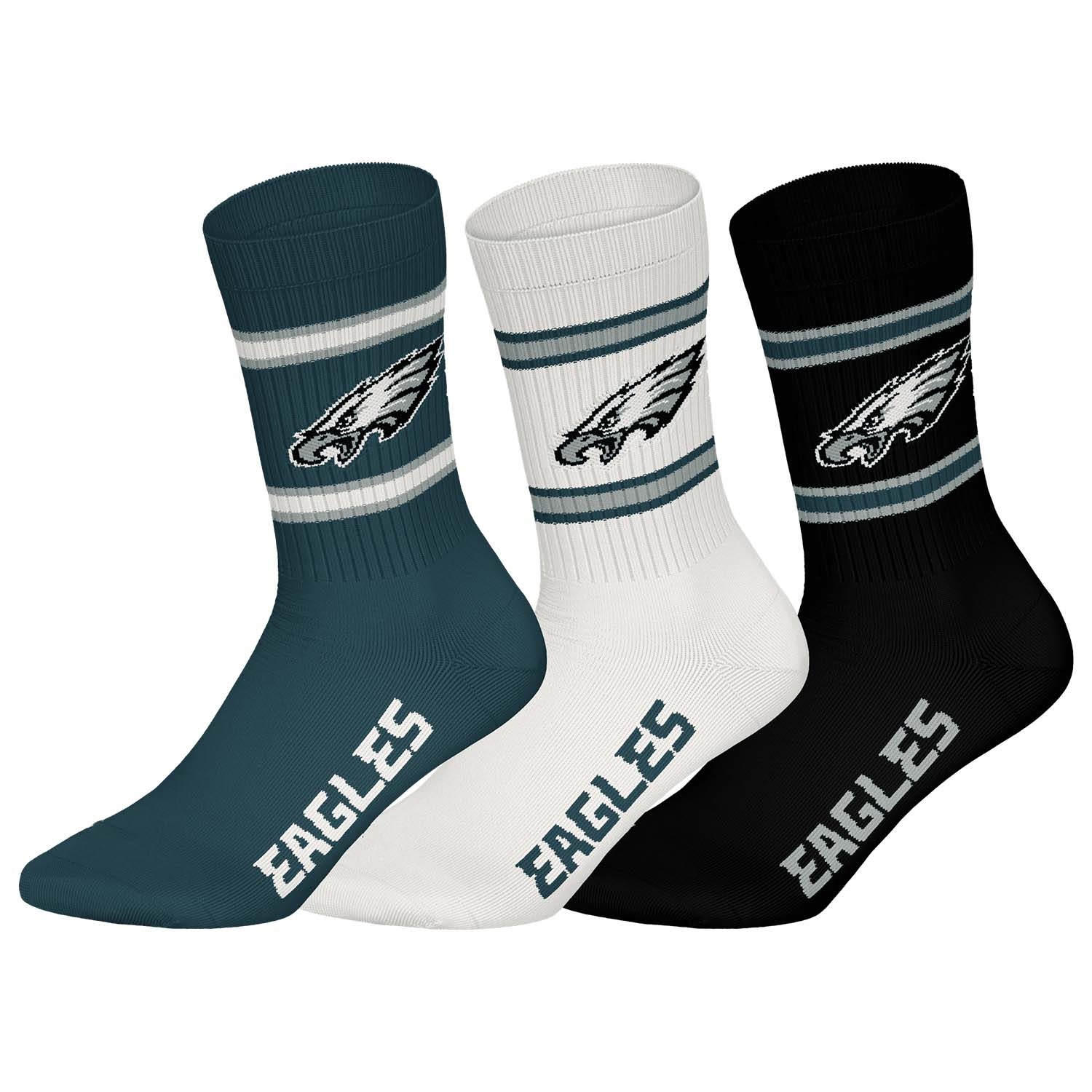 Philadelphia Eagles Team Set NFL Crew Socken (3er-Pack)