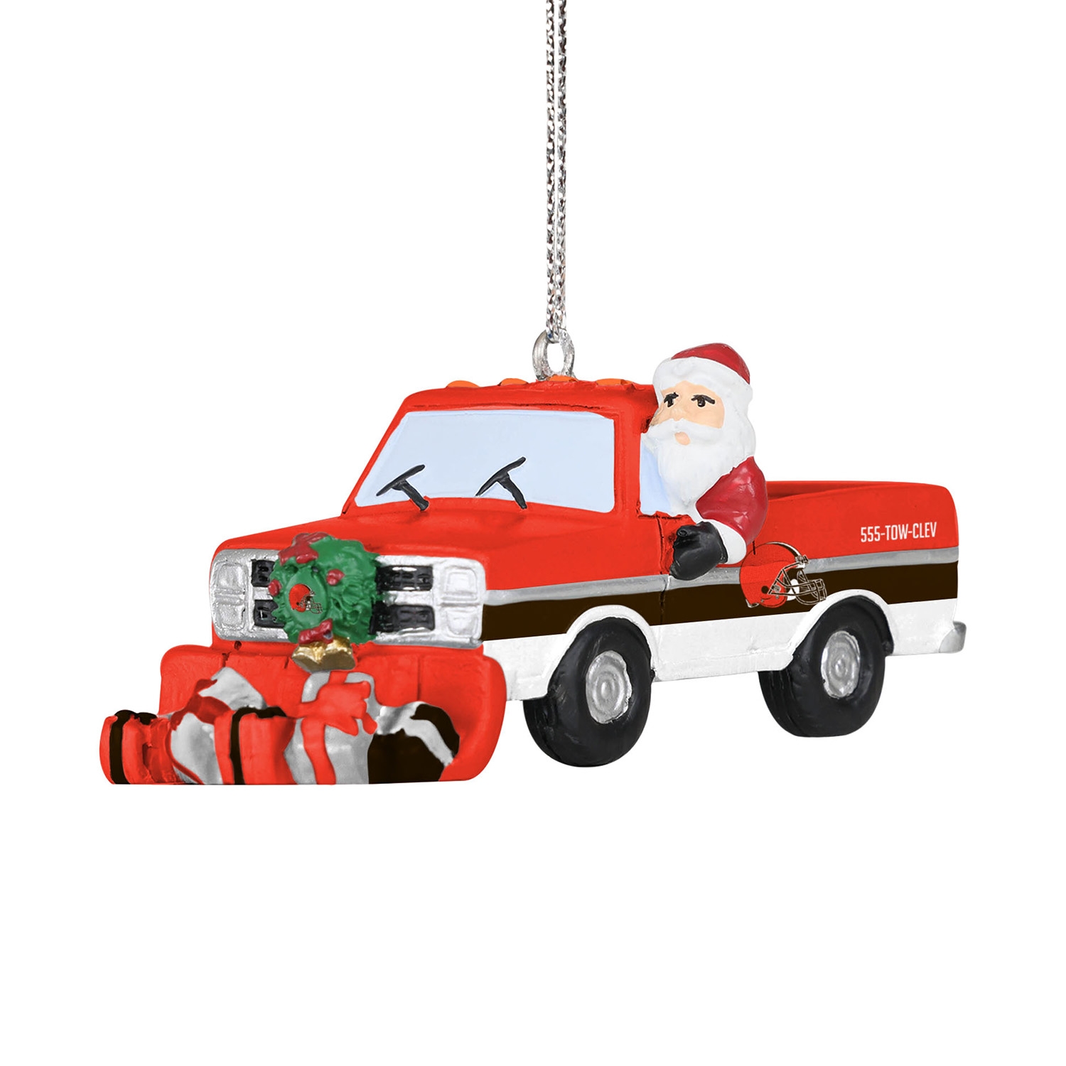 Cleveland Browns NFL Snow Plow Truck Christmas Ornament