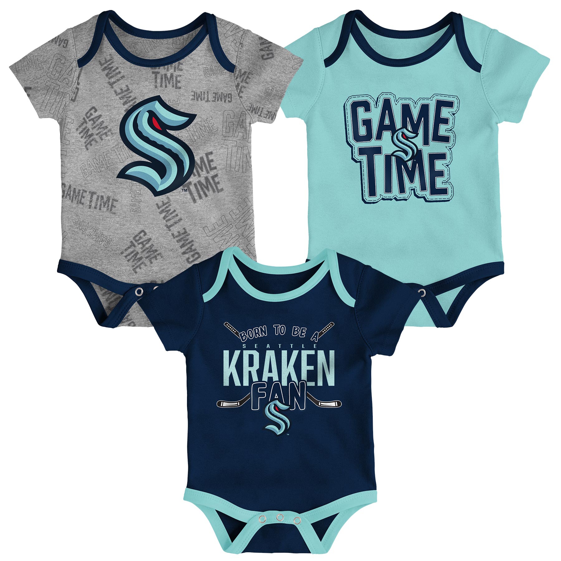 Seattle Kraken Game Time NHL Baby Body-Set (3er-Pack)