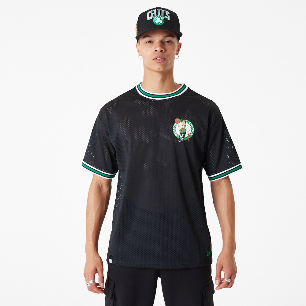 Boston Celtics New Era Oversized NBA Mesh T-Shirt Black